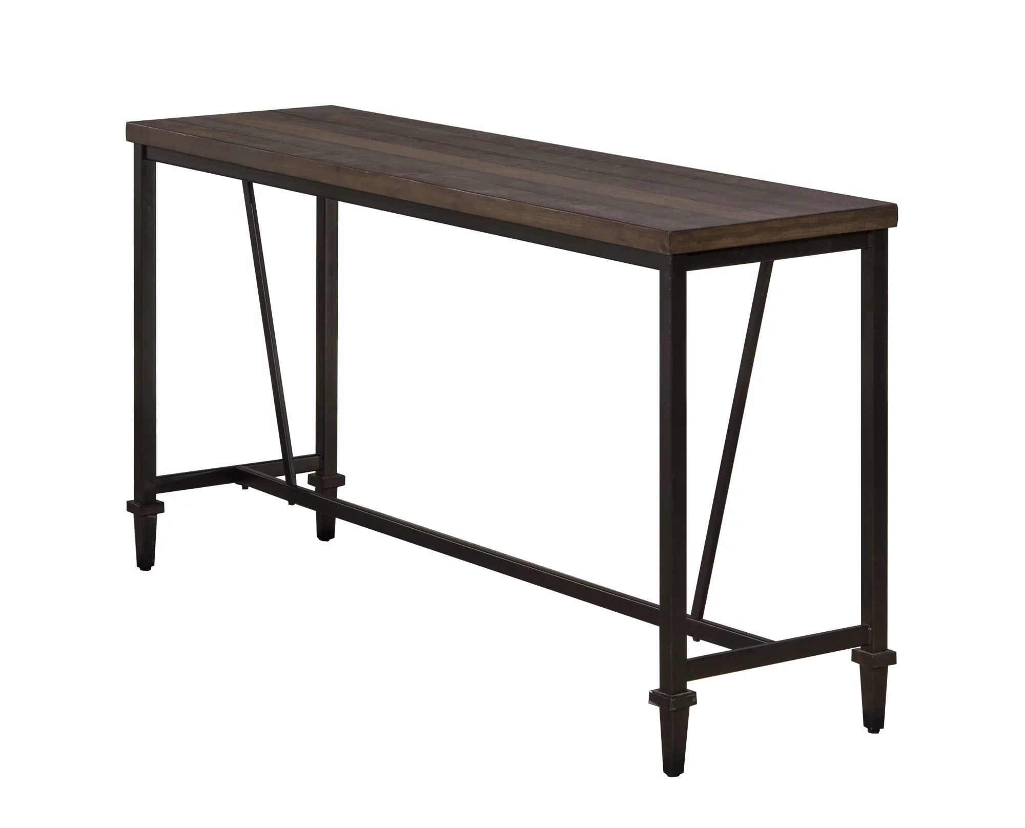 Hillsdale Furniture Trevino Distressed Walnut Top Copper Metal Console Table