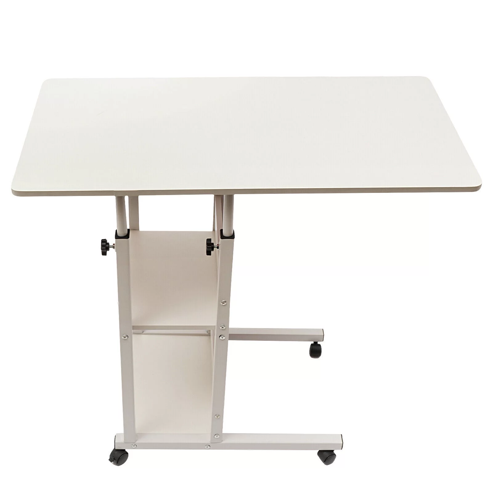 C Shaped Height Adjustable Chair Side Table TV Tray Laptop Desk Sofa Bed W/Wheel