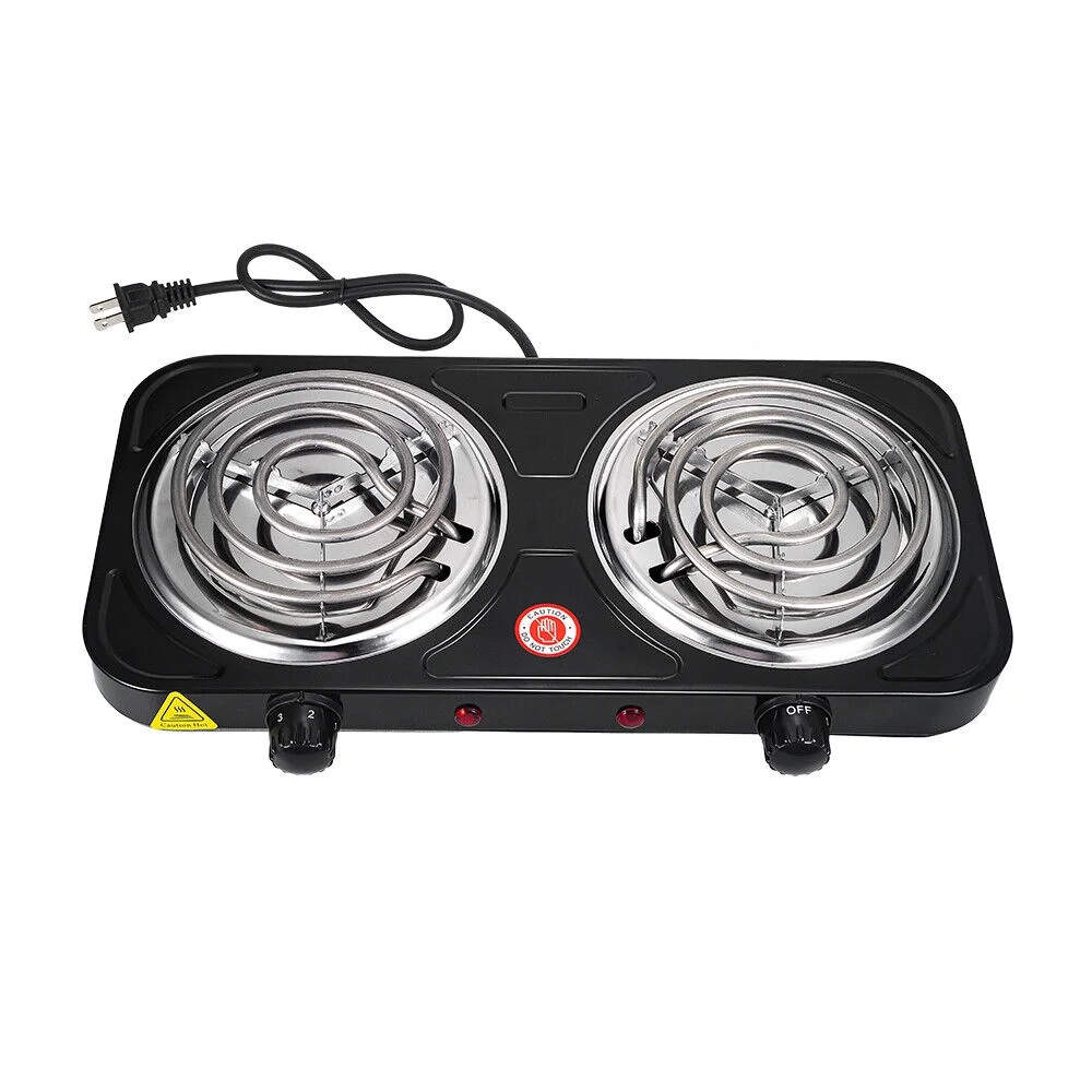 KingFurt   Hot Plate Kitchen Double-burner Electric Stove Multi-turn Heating Tubes Double Multifunction Temperature Control 220v2000W
