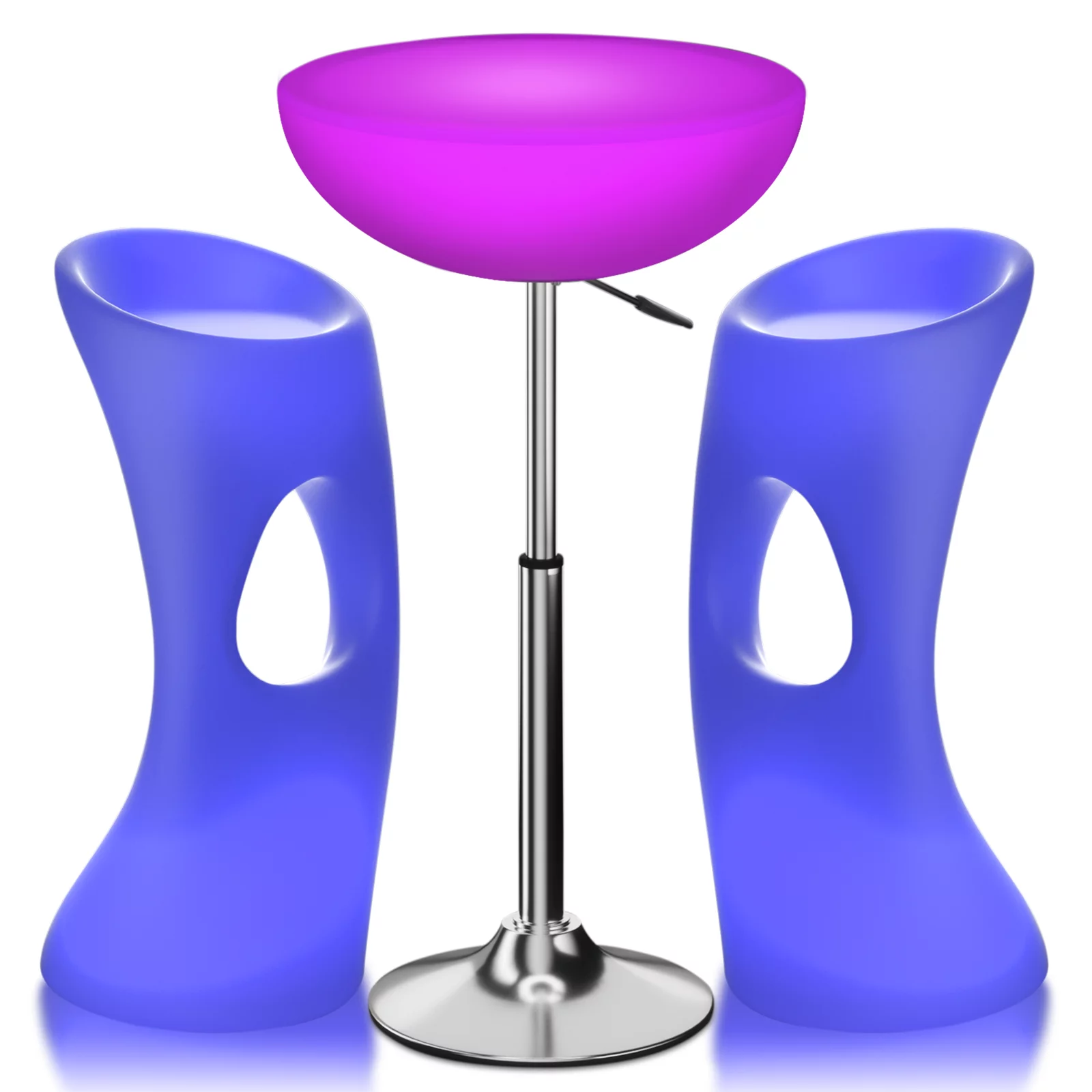 Magshion Set of 3 LED Light Up Bar Table + Stools, 16 Color Changing Rechargeable Table and Barstools with Remote Control for Club Party Cocktail