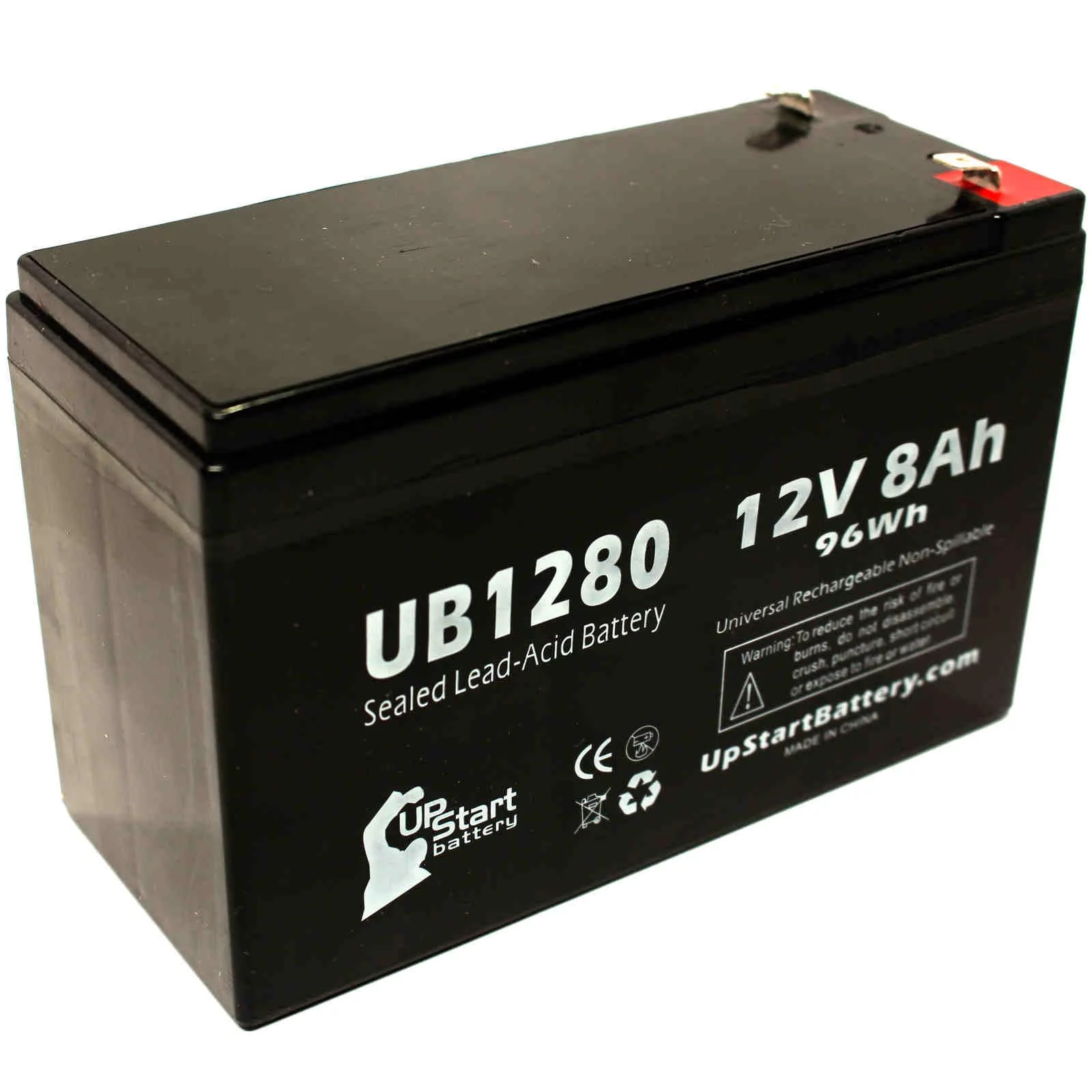 2x Pack - Compatible Alton Tol 5A000285000 Battery - Replacement UB1280 Universal Sealed Lead Acid Battery (12V, 8Ah, 8000mAh, F1 Terminal, AGM, SLA) - Includes 4 F1 to F2 Terminal Adapters
