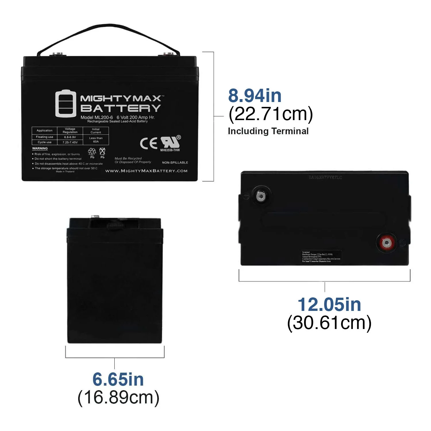 6V 200AH SLA Battery Replaces Champion M83CHP06V27 Golf Cart RV Boat