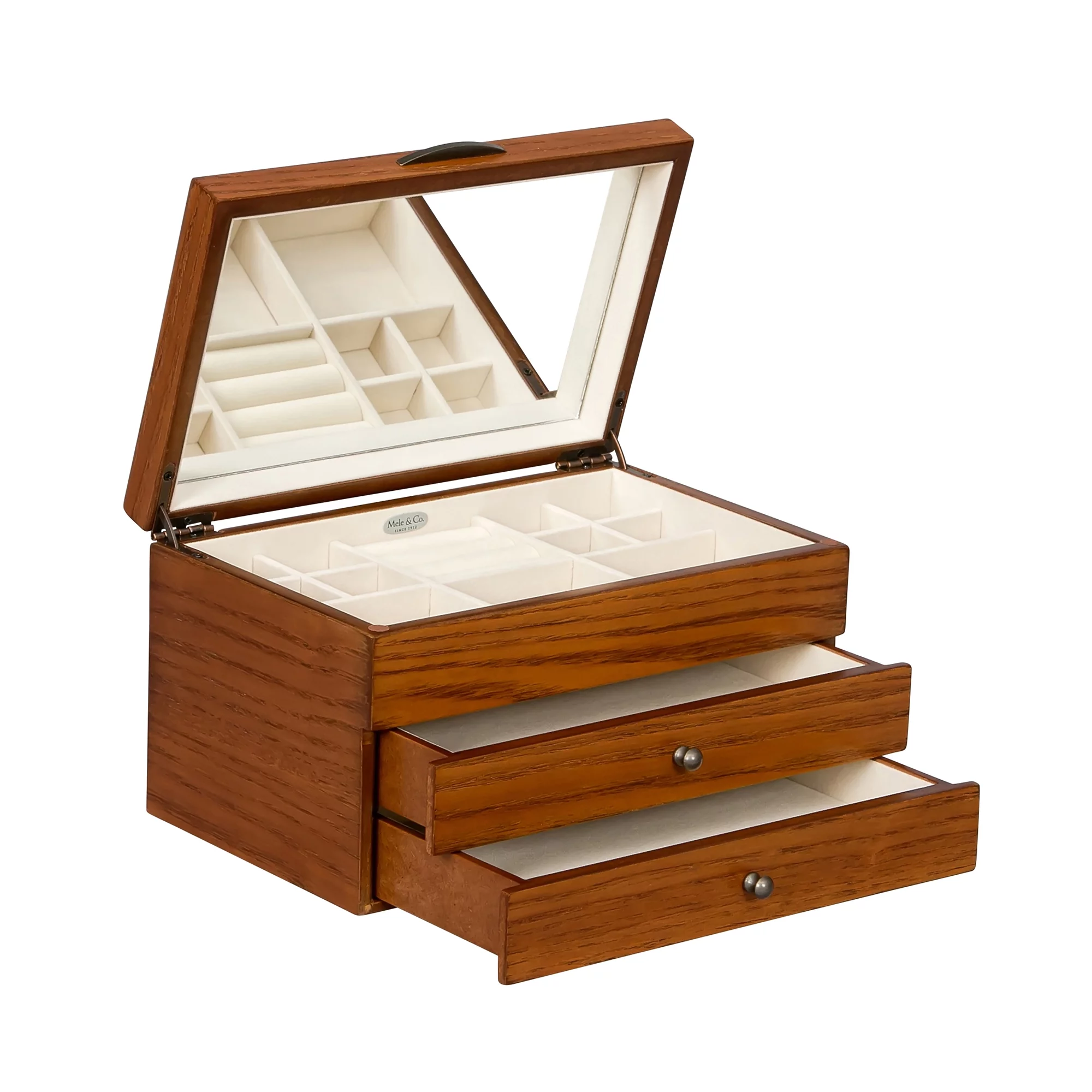 Mele & Co. Selma Wooden Jewelry Box in Walnut Finish