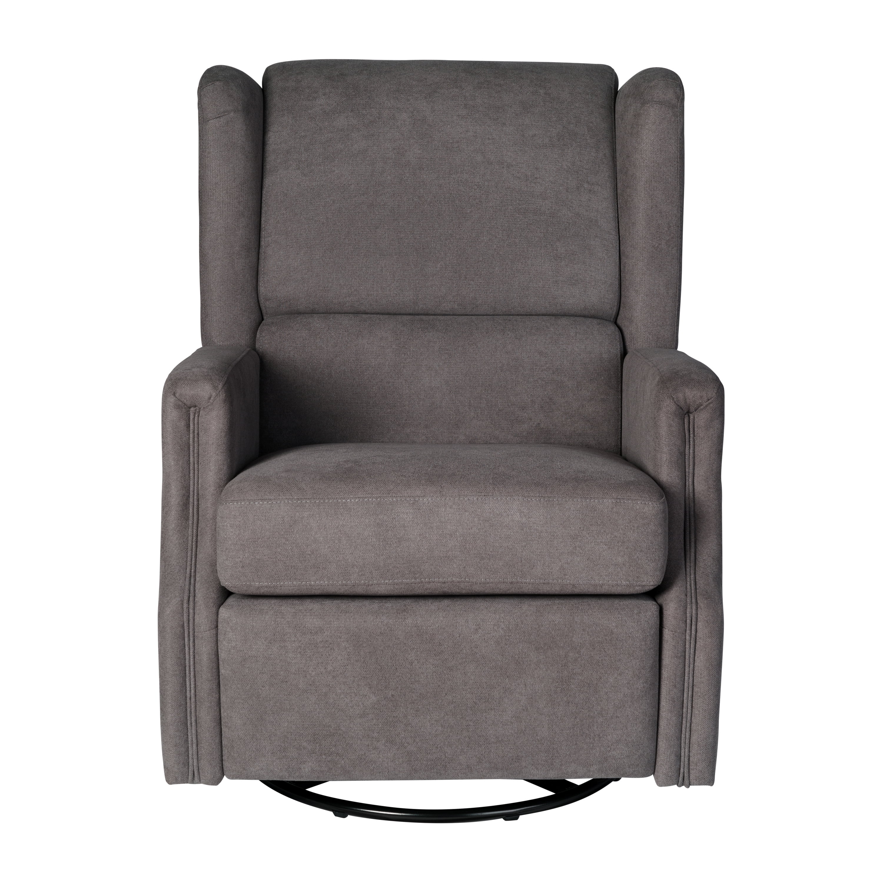 Merrick Lane 3-in-1 Wingback Manual Recliner Rocker Swivel Glider Chair in Dark Gray