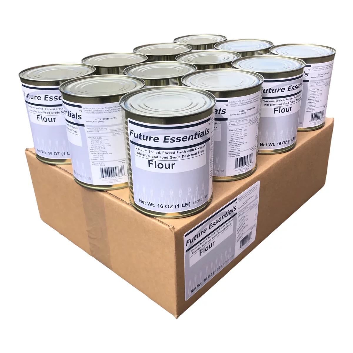 (12 Cans) Future Essentials Freeze Dried Food For Emergency and Long Term Storage Food For Camping and Hiking, All Purpose White Flour #2.5 Can 16oz Per Can ✅