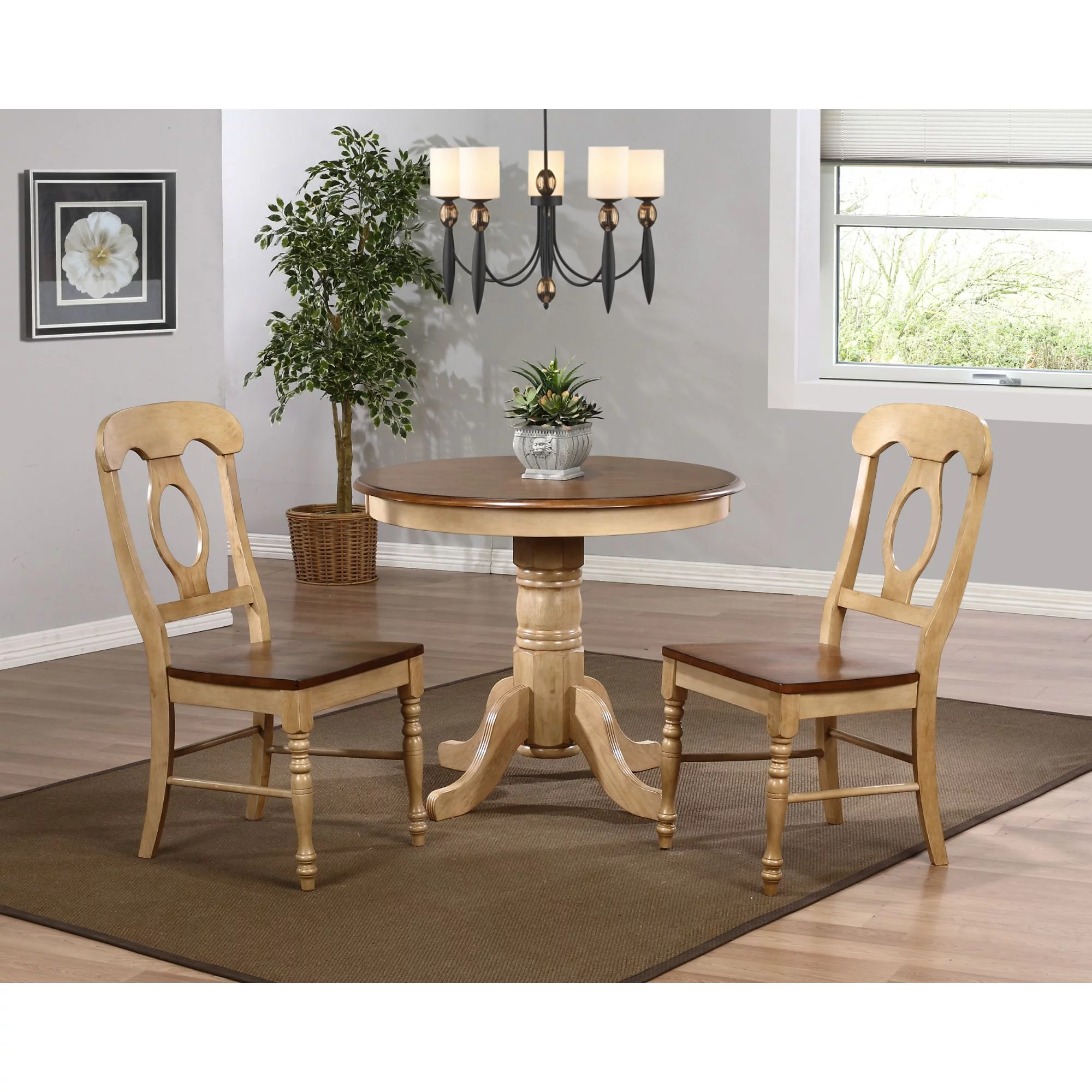 The Hamptons Collection Set of 2 Brown Handcrafted Wooden Dining Chairs 38”