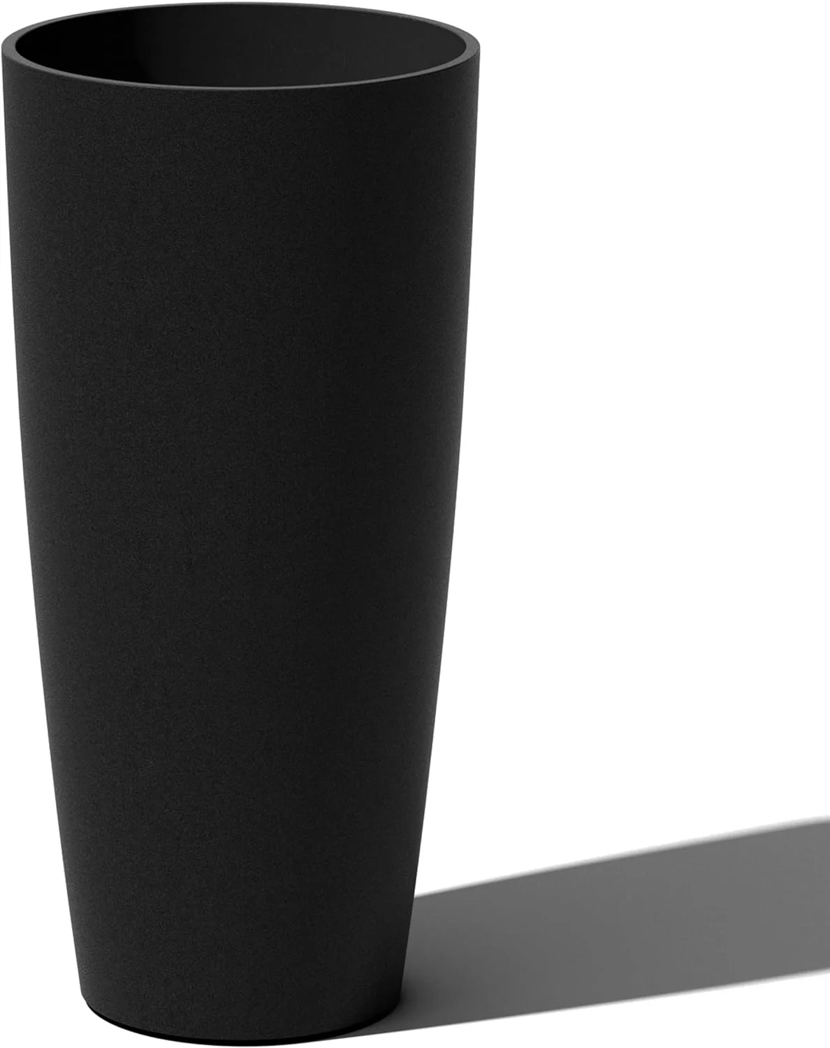 Mason Series Vega Planter - Round Tall Planter for Indoor or Outdoor Porch/Patio | Made from Plastic & Concrete with Drainage Holes | Modern Décor for, Flowers, Interior Plants