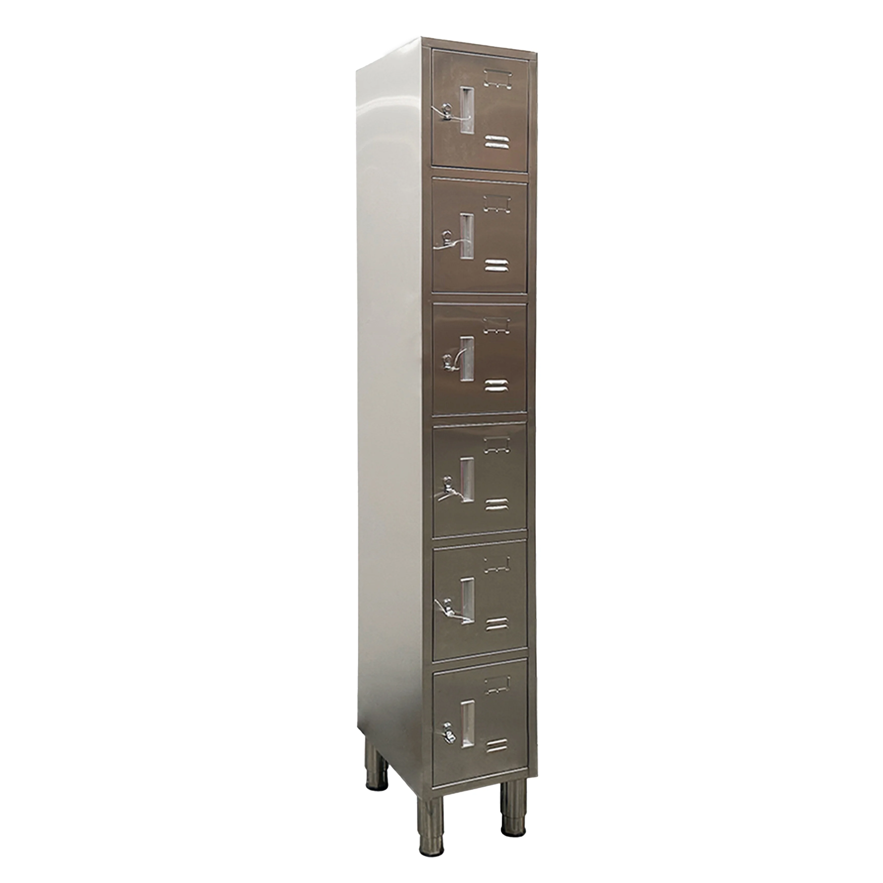 77 in. High Six Tier Assembled Metal Locker, 6 Doors Stainless Steel Locker
