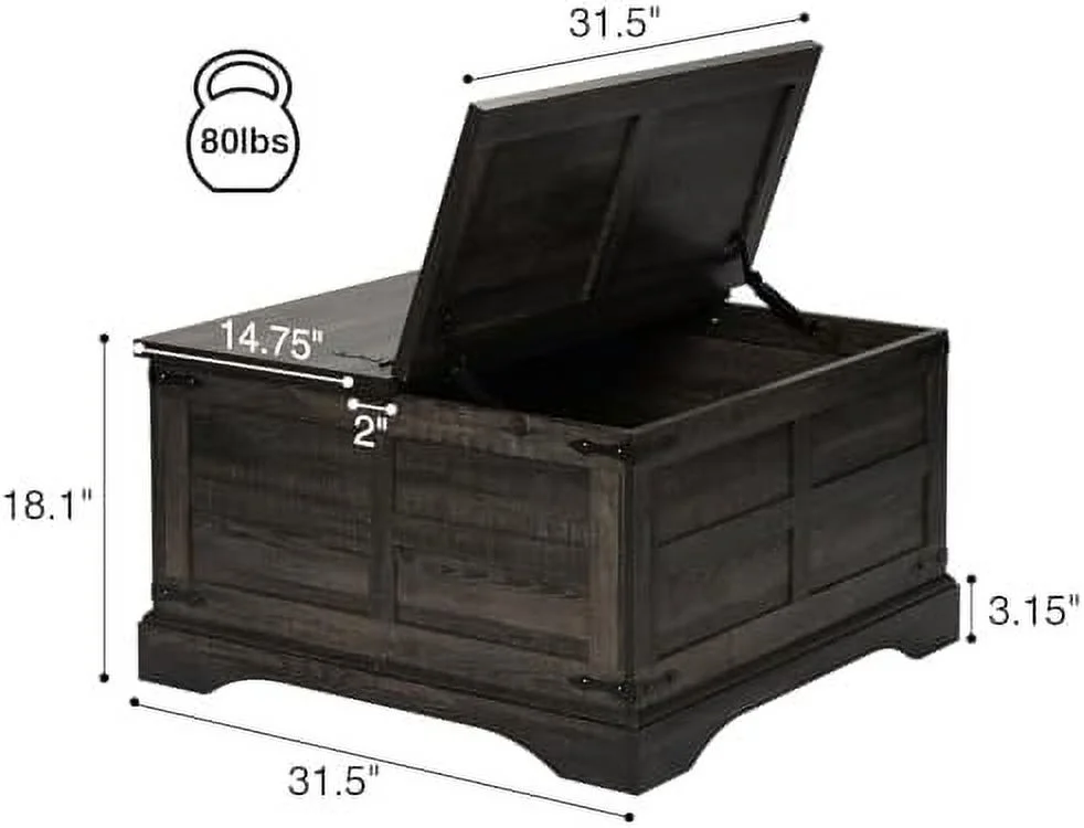 HBROLJF Farmhouse Coffee Table with Hinged Lift Top and Large Hidden  Compartment  Rustic Square Wood Central Table for Living Room  Bedroom  Home Office Walnut