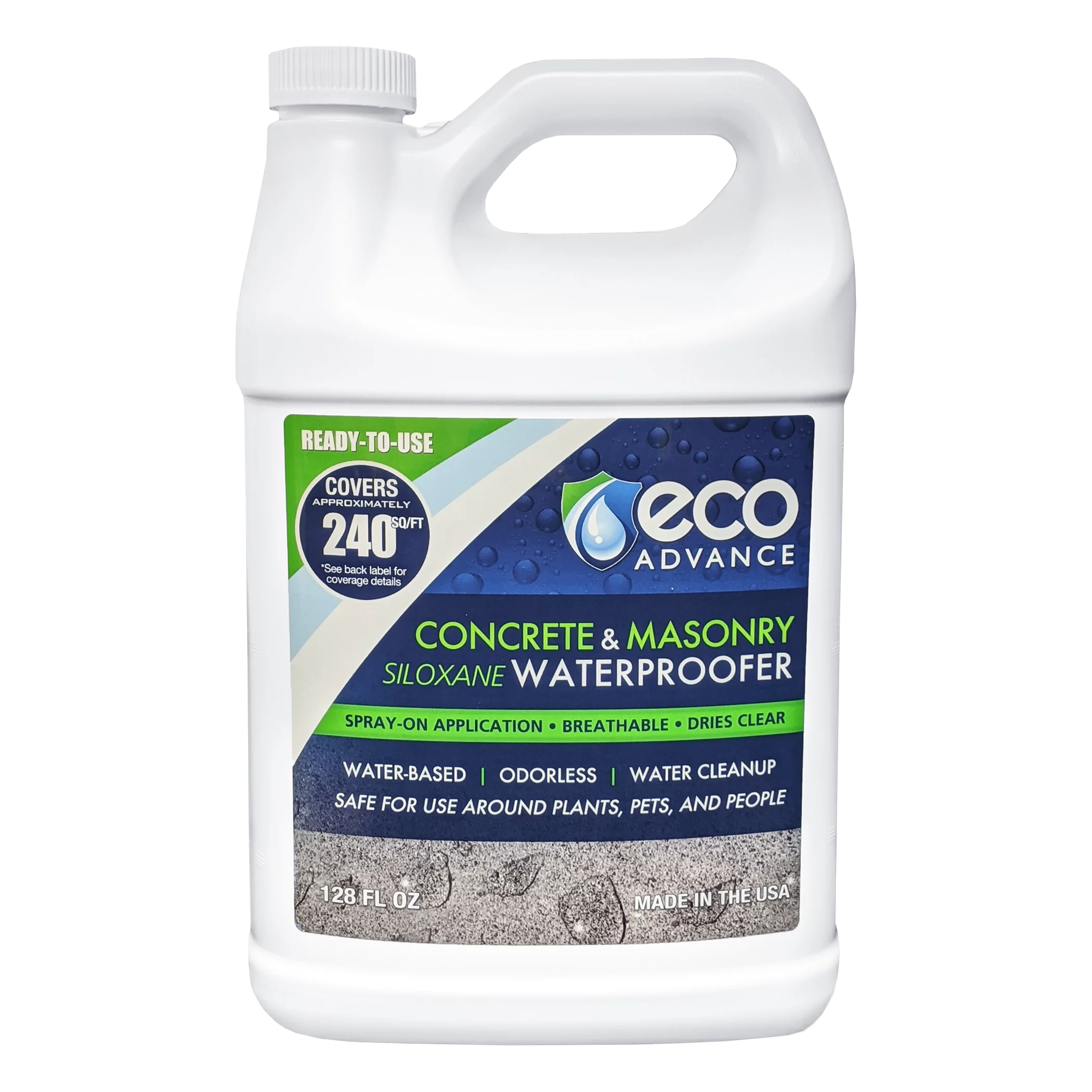 Eco Advance Concrete/Masonry Siloxane Waterproofer, Ready-to-Use, 1 Gallon