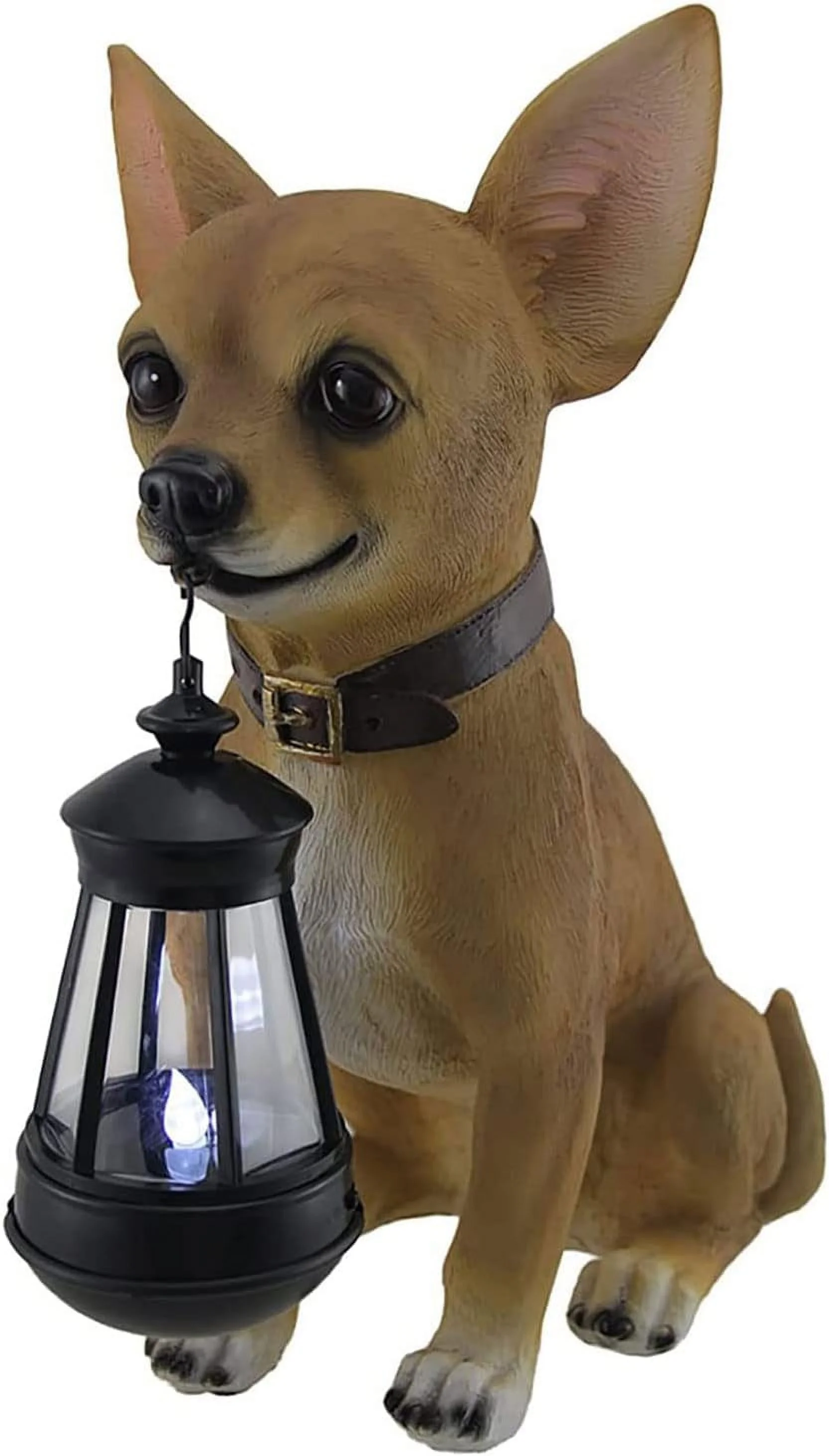 Little Light Keeper: Chihuahua Statue with LED Lantern - Outdoor Decor Figurine for Garden, Patio, and Yard Accent Lighting - Obedient Companion for a Warm Welcome