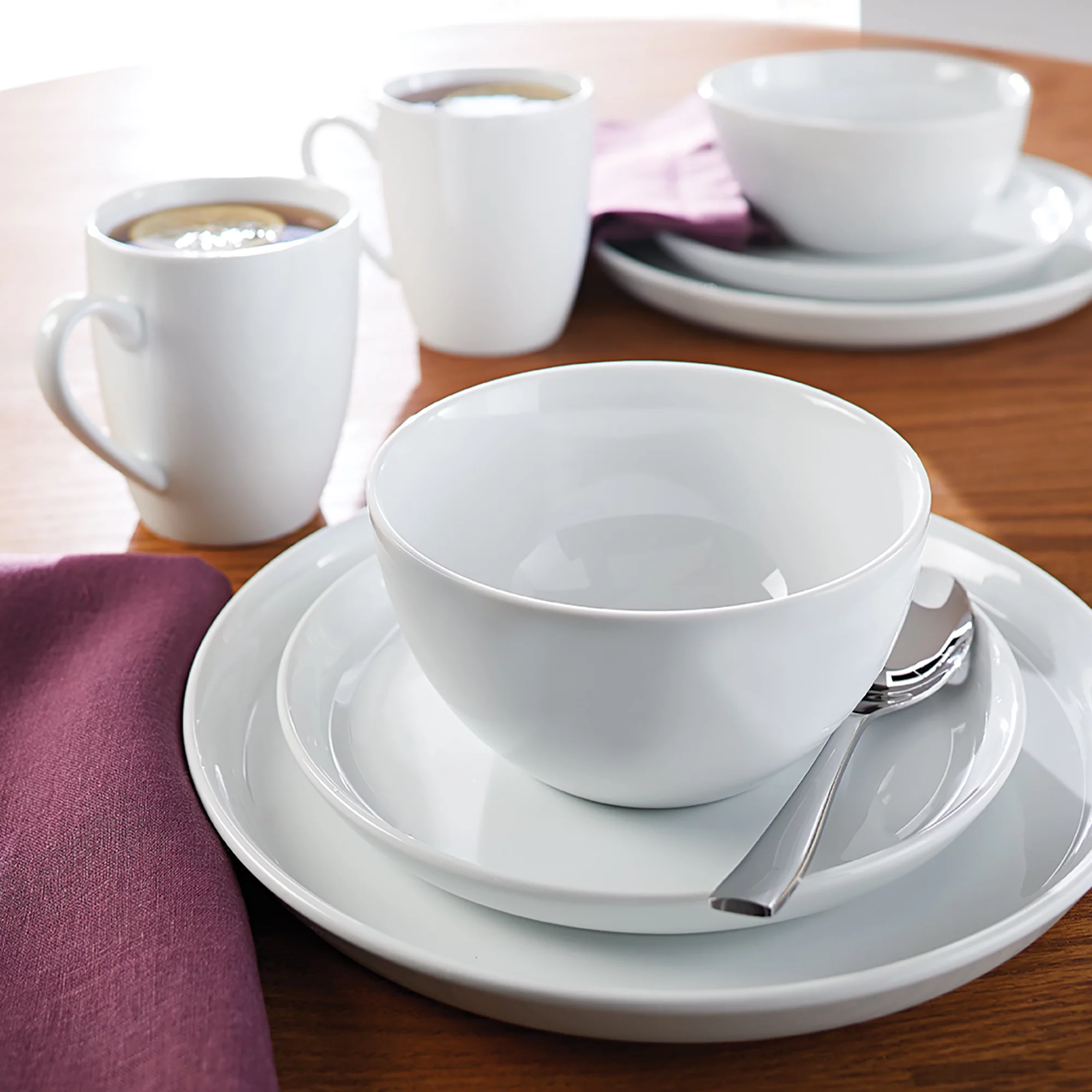 Better Homes & Gardens 16 Piece Collins Dinnerware Set, White
