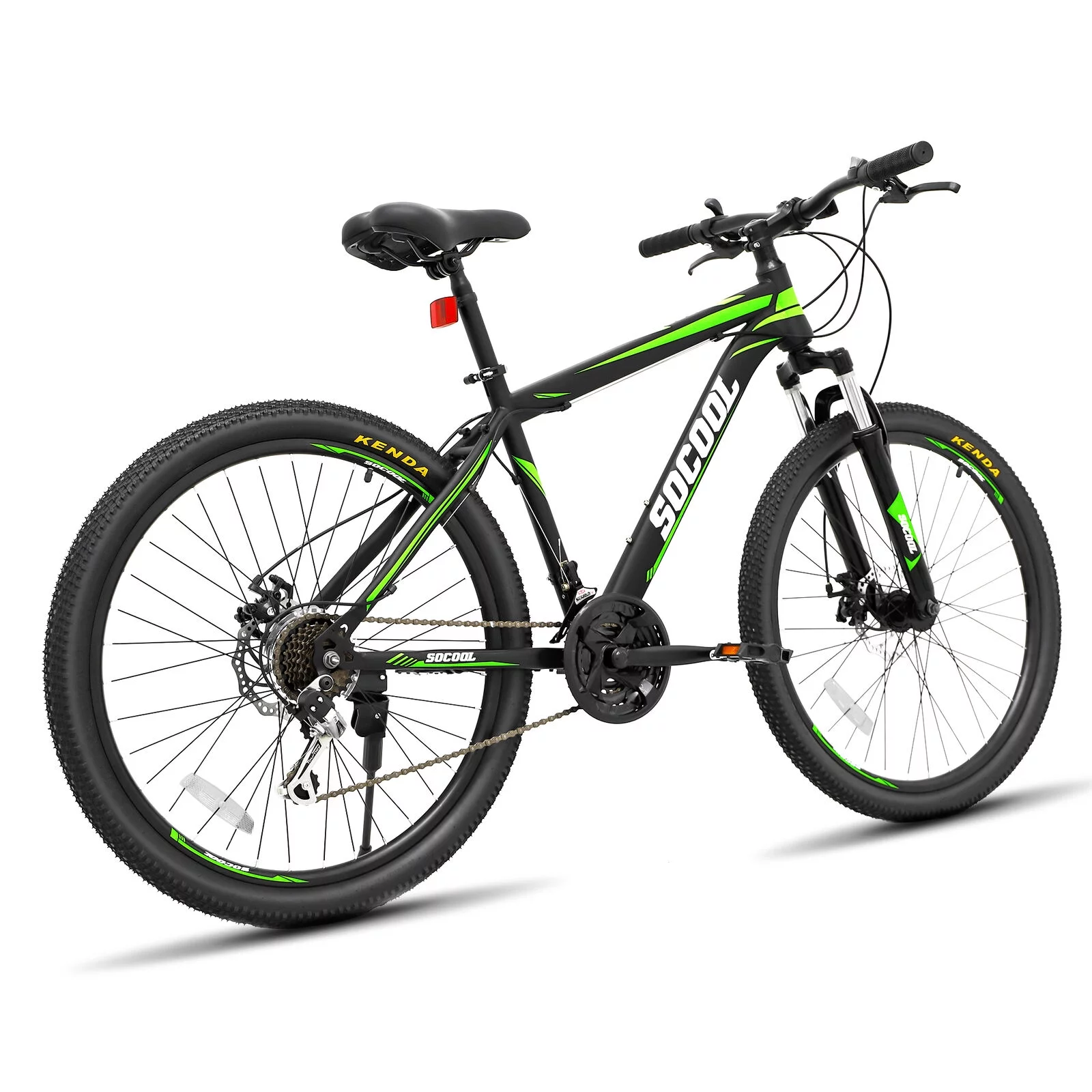 SOCOOL Mountain Bike, 26 Inch Cycling Bicycle MTB Bike for Mens and Womens, 21 Speeds Disc Brakes Aluminum Frame, Black, EV2164BK