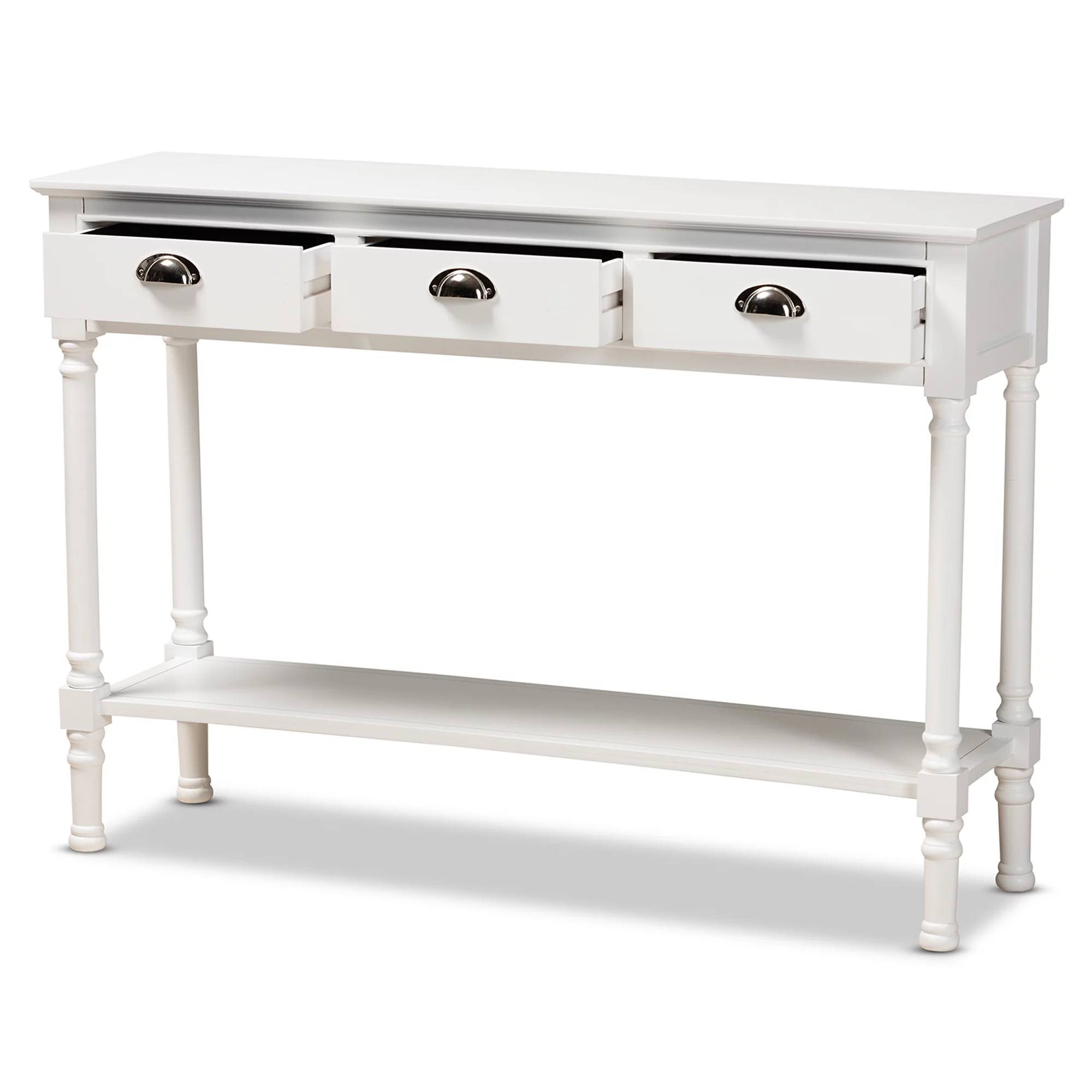 Baxton Studio Garvey Modern Metal Console Table, Drawer Included, White