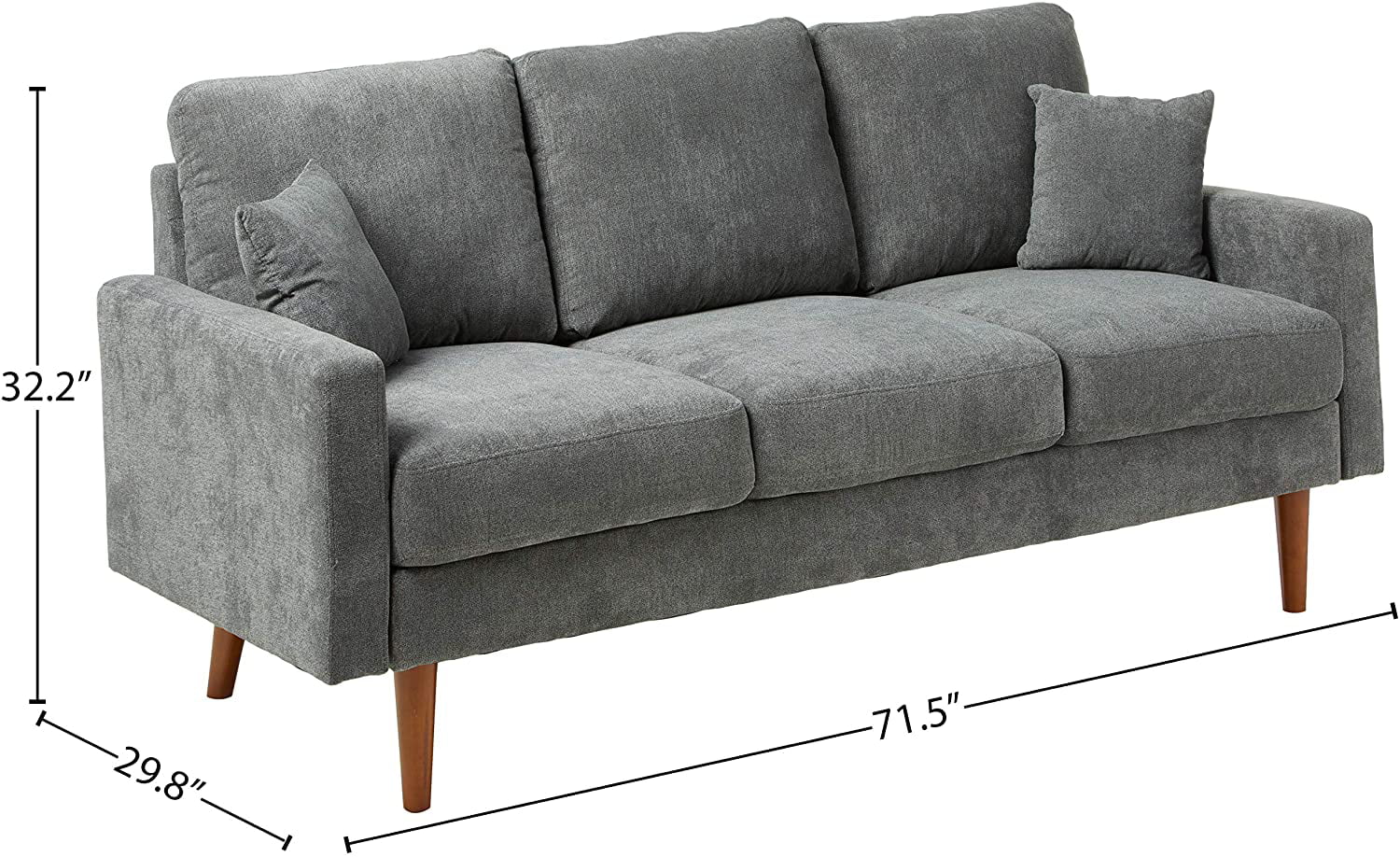 US Pride Furniture Velvet Modern Mid-Century Obadiah Sofa, Gray