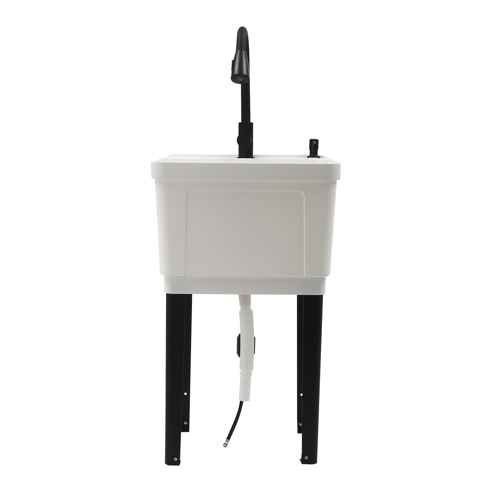 Laundry Sink With High Arc Stainless Steel Pull Down Faucet, Freestanding Space Saving Laundry Tub, Freestanding Wash Station