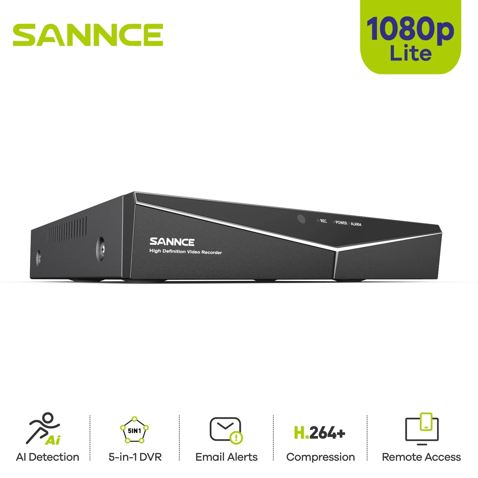 SANNCE 4 Channel Digital Video Recorder Full 1080N CCTV DVR H.264 1080P HDMI Output 4ch CCTV Surveillance DVR Without HDD, 5-in-1 DVR