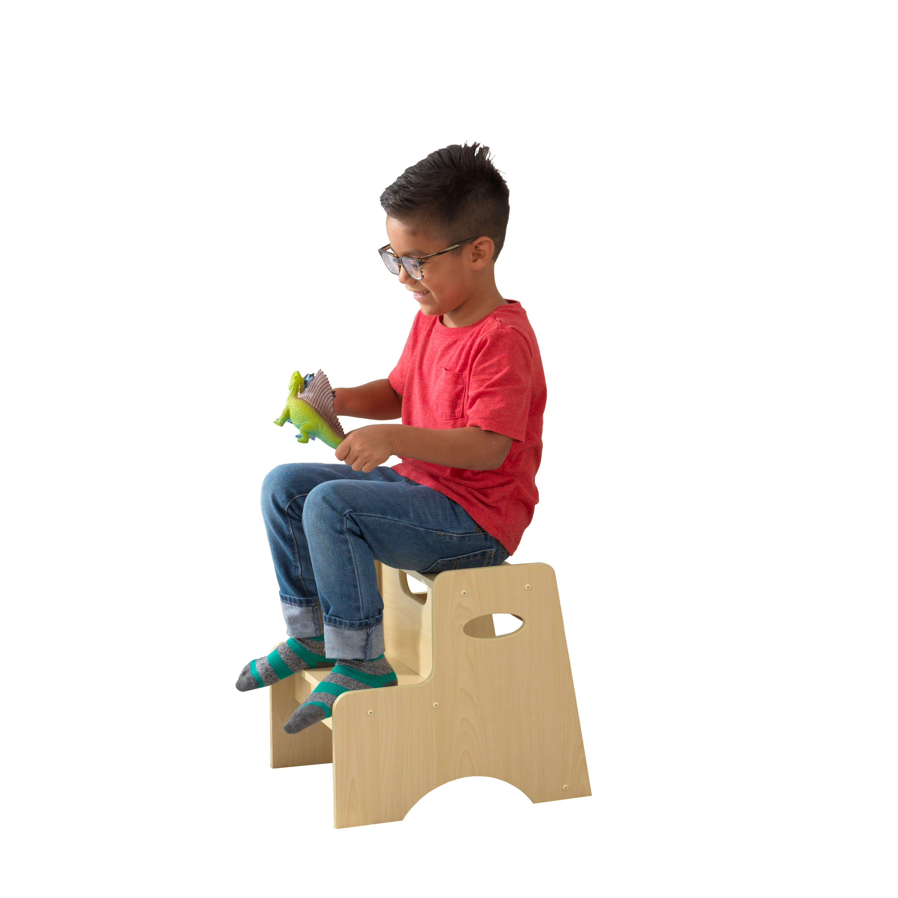 KidKraft Wooden Two-Step Children's Stool with Handles - Natural