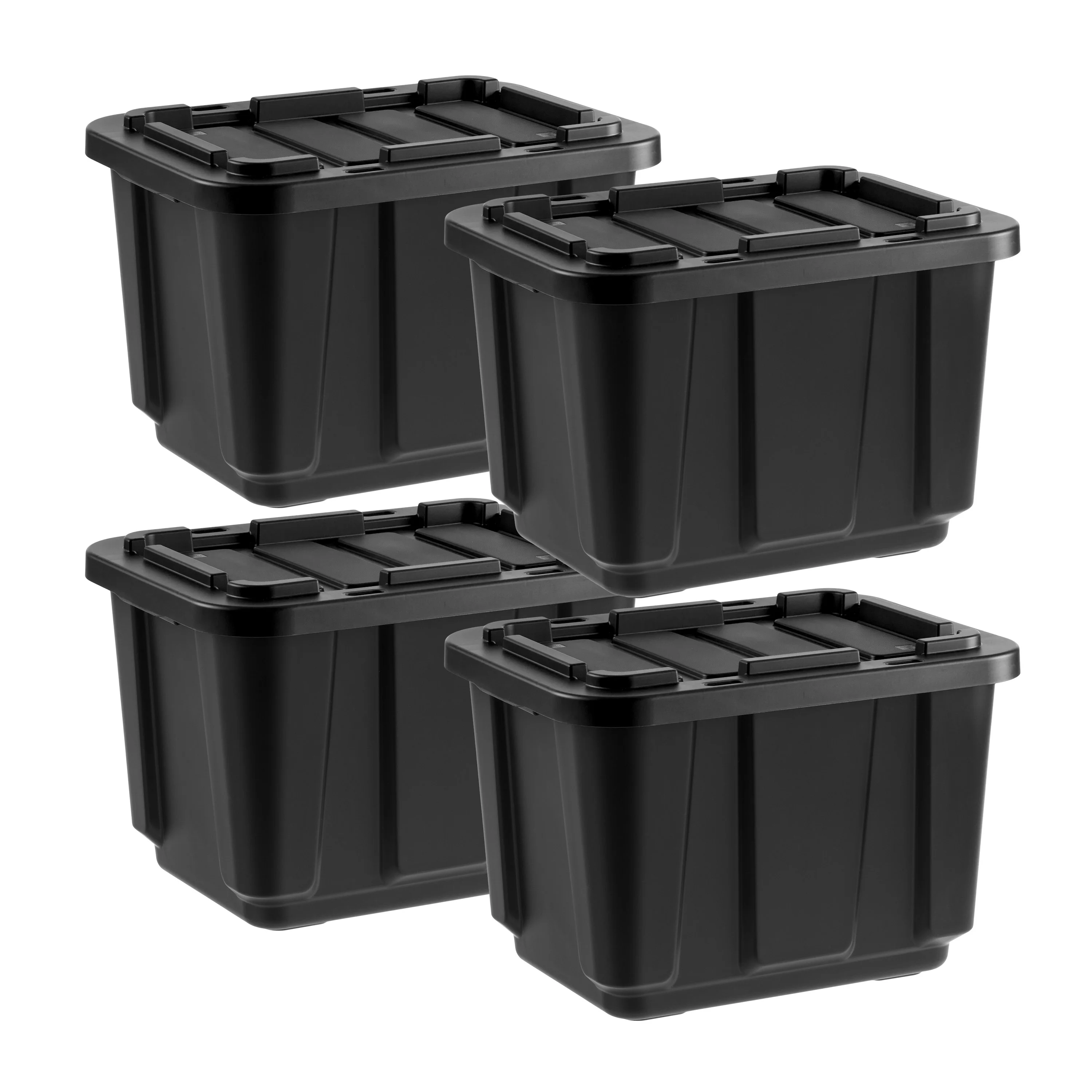 IRIS USA 11.5Gal/46Qt 4 Pack All-Weather Heavy-Duty Stackable Storage Plastic Bin Tote Container with Quick Snap Lid, (20
