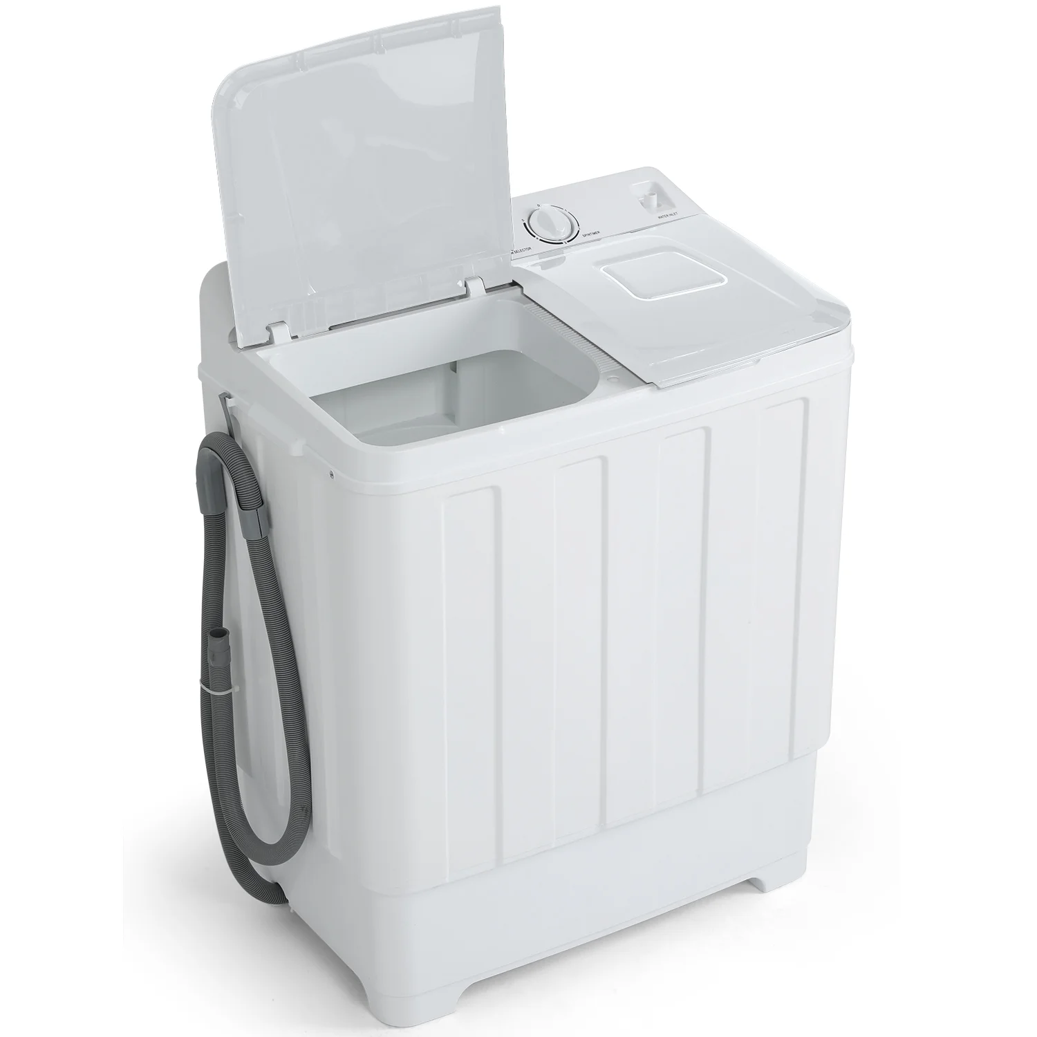 Qhomic Portable Washing Machine 30lbs Semi-Automatic Washer, Compact Wash & Dry Combo with Drain Pump for Home, Dorms, RV's, White