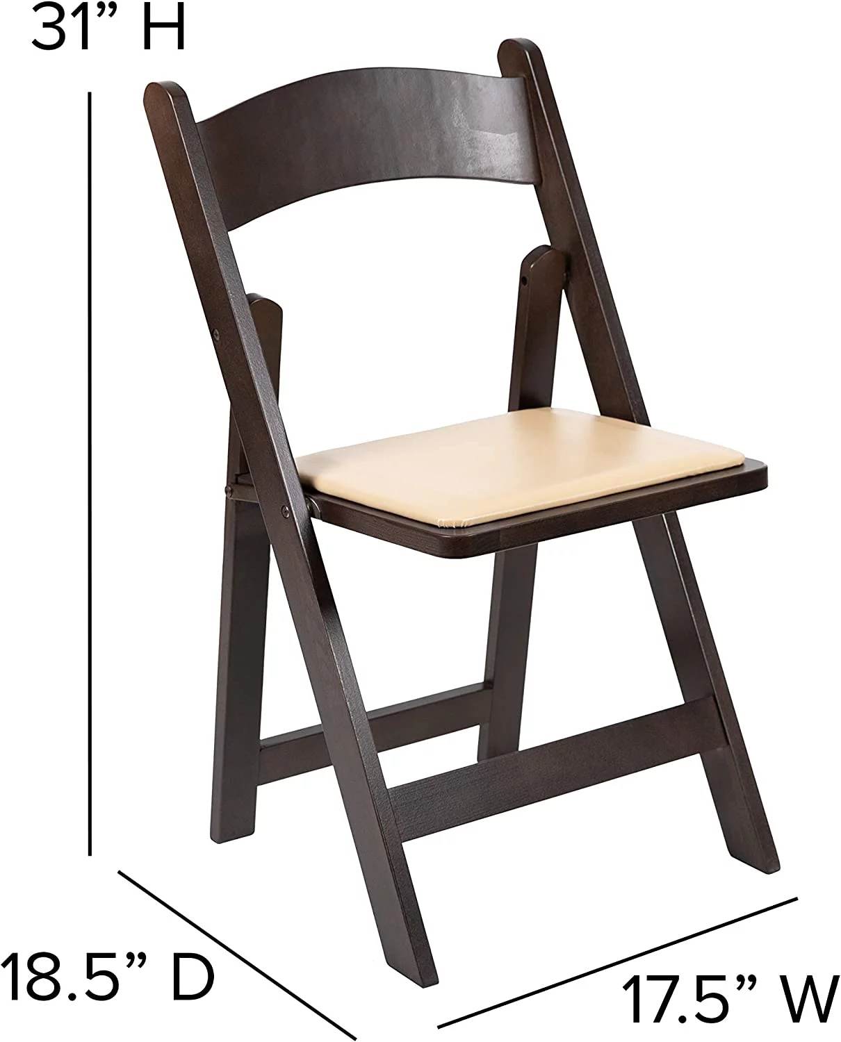 EMMA + OLIVER Chocolate Wood Folding Chair with Detachable Vinyl Padded Seat