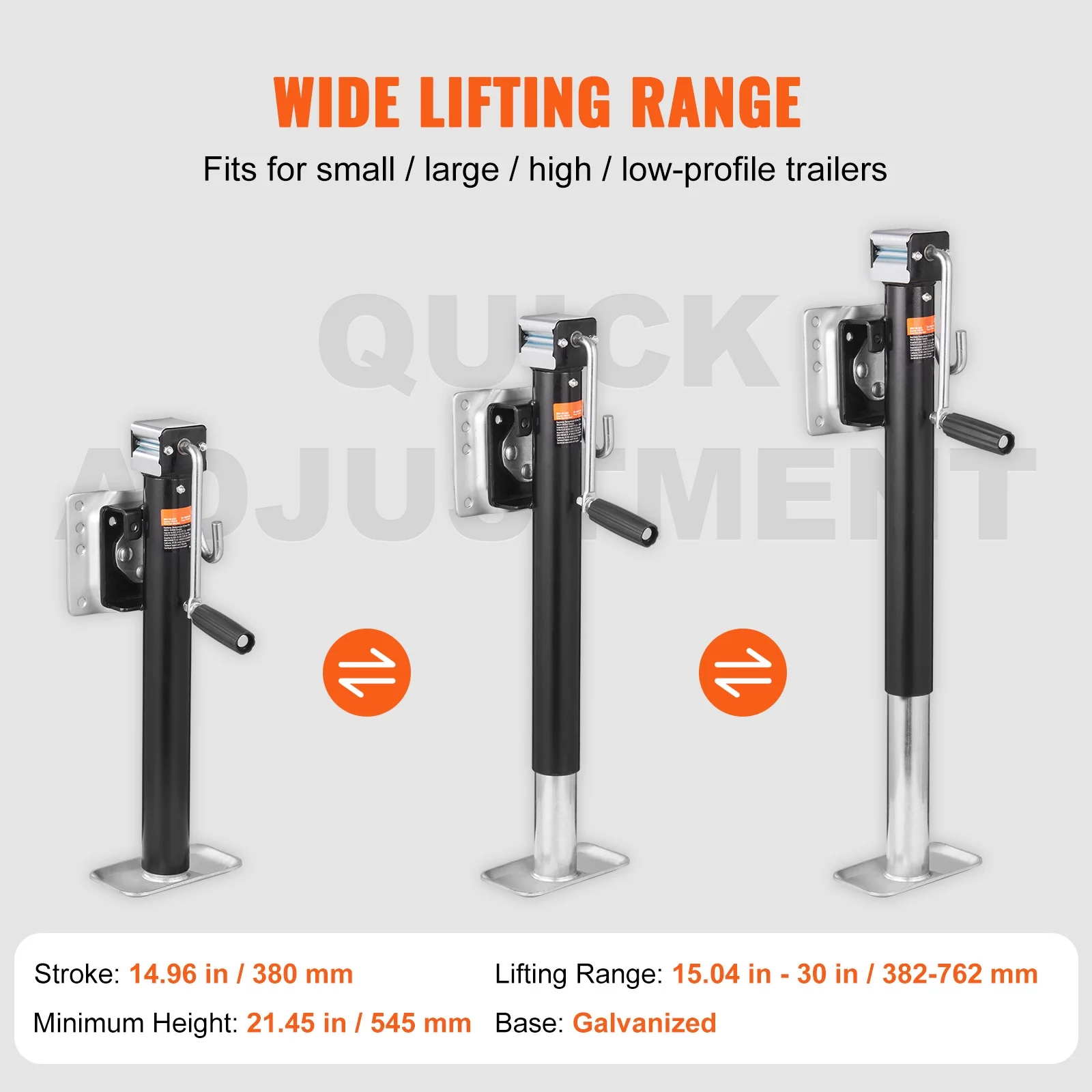 SKYSHALO Trailer Jack Trailer Tongue Jack Bolt 2500 lbs Weight Height Adjustable