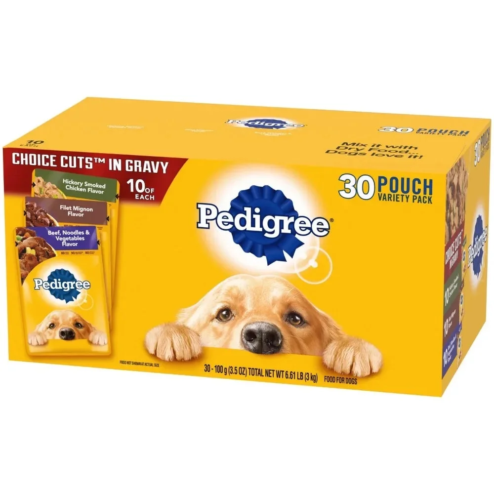 Pedigree Choice Cuts Gravy Wet Dog Food Variety Pack, 3.5 Oz Pouches (30 Pack) Dog Supplies