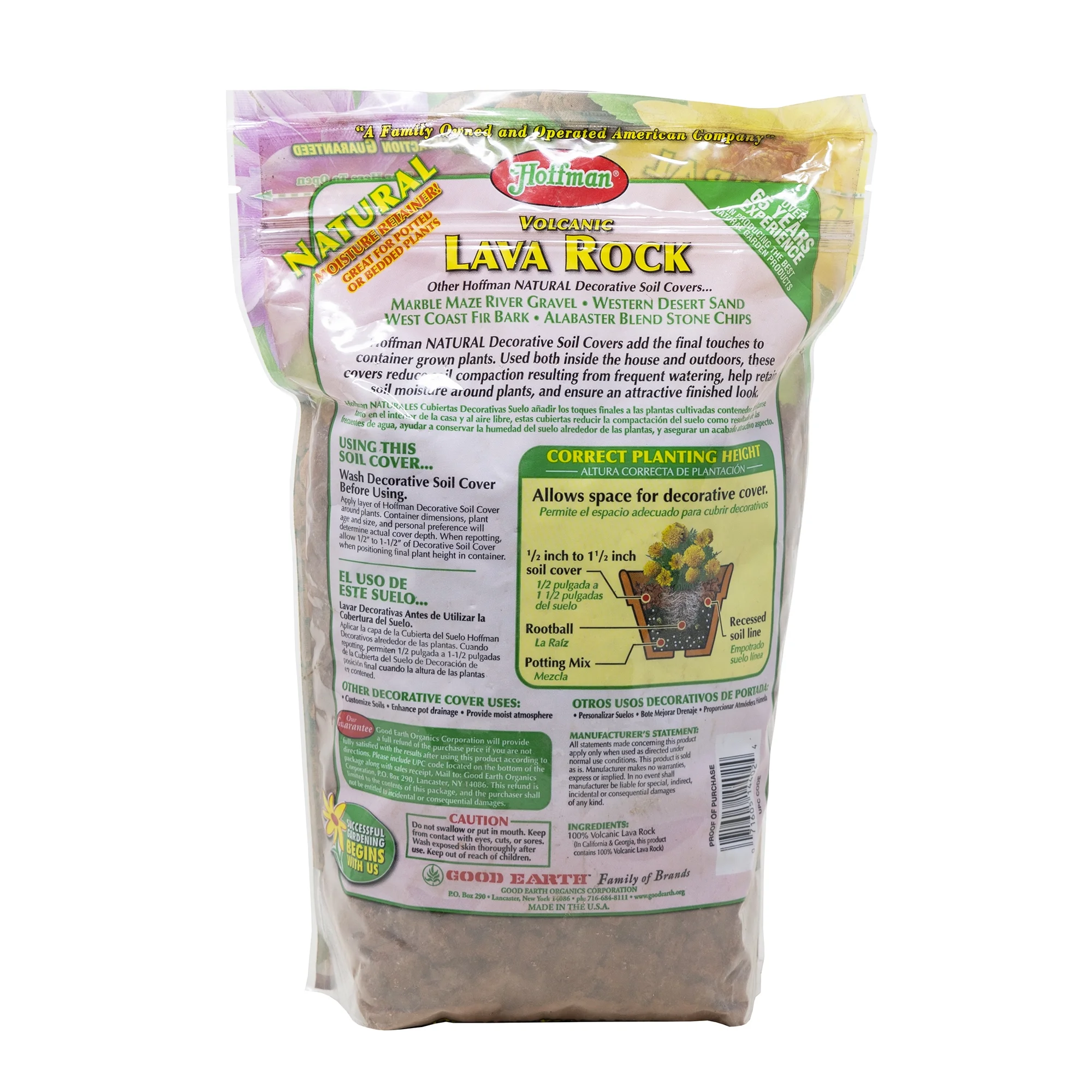 Hoffman Volcanic Lava Rock Permanent Soil and Ground Cover for Potted or Bedded Plants, 2 Dry Quarts