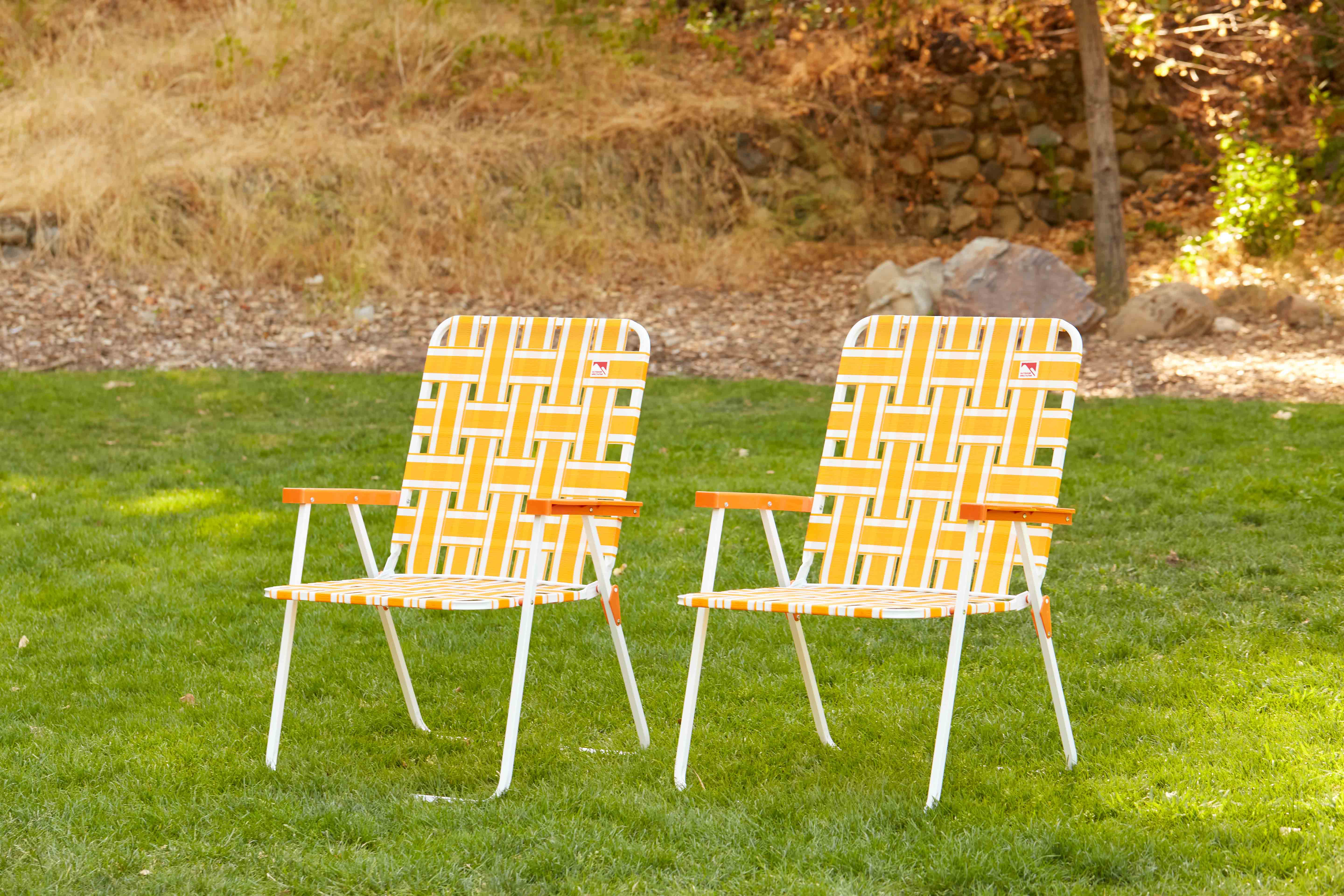 Outdoor Spectator (2-Pack) Classic Reinforced Steel Powder Coated Webbed Folding Lawn/Camp Chair (Orange)