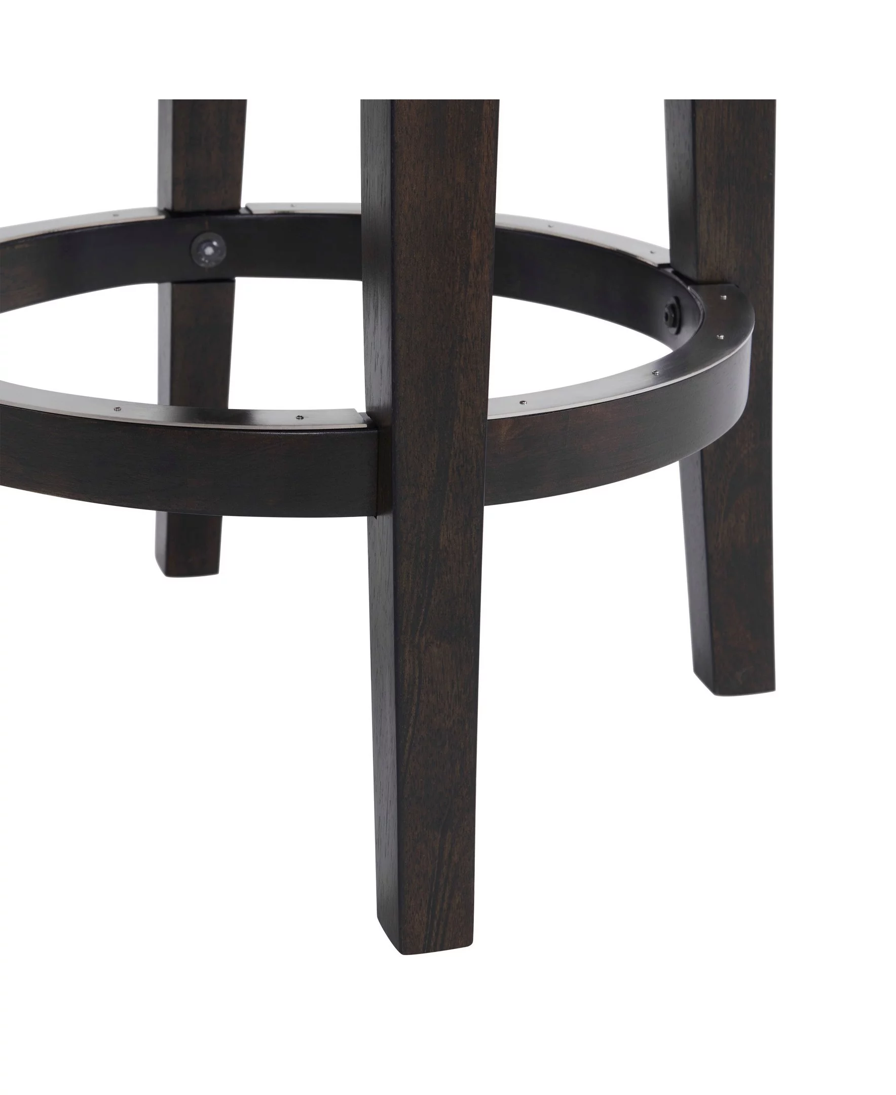 Alaterre Furniture Clara Swivel Backless Counter Height Wood Stool, Dark Brown and Beige