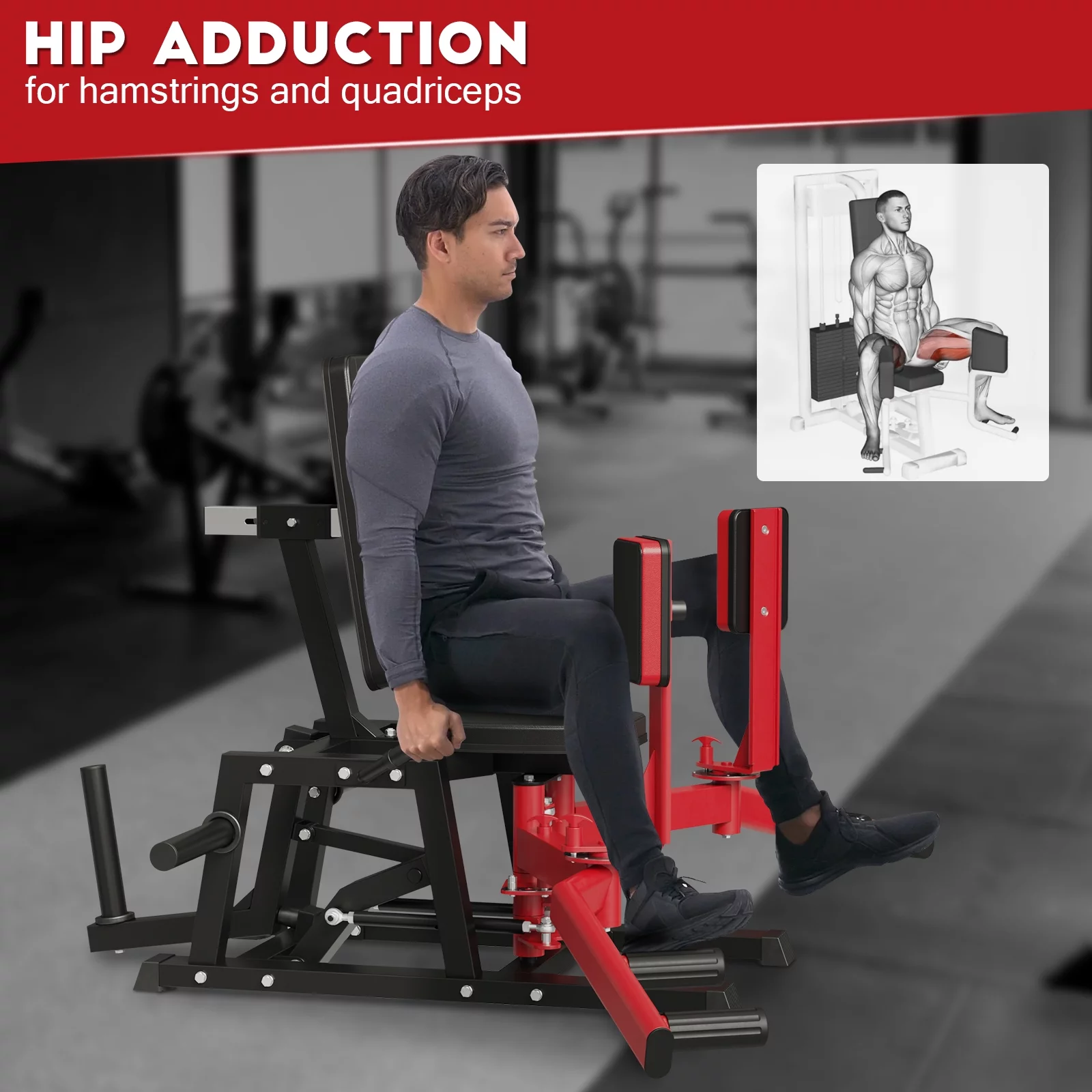 Syedee Hip Abductor Machine, Plate-Loaded Inner and Outer Thigh Machine, Thigh Master Hip Trainer, Hip Thrusters for Home Gym with 230lbs Weight Plate