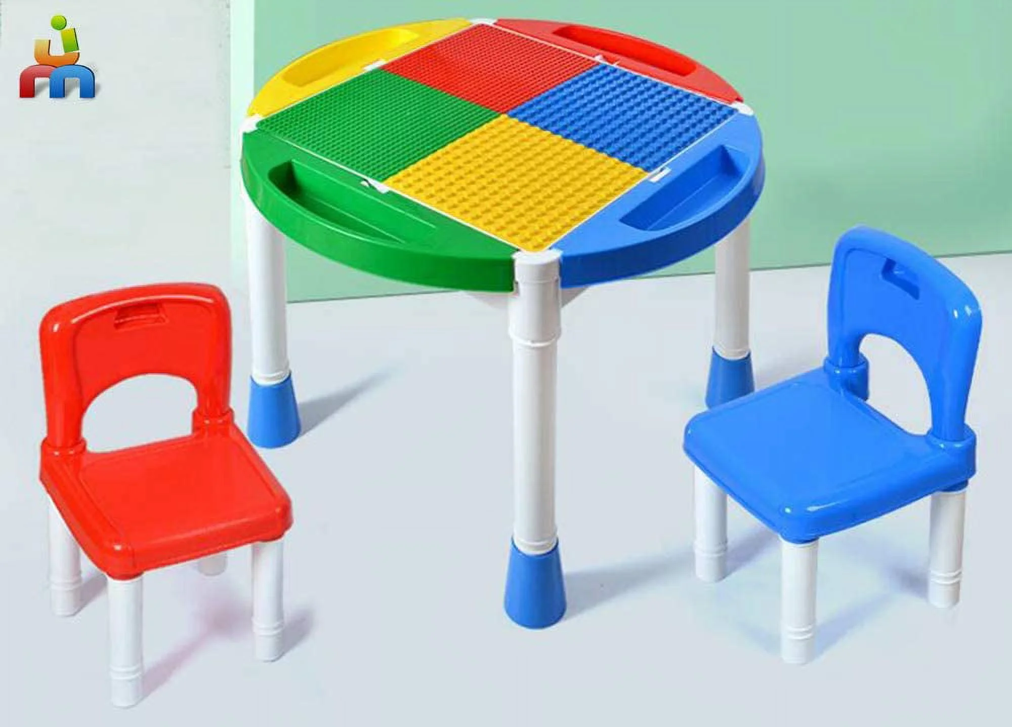 Jimu Toys Kids Activity Table Set - 3 in 1: Learning, Storage and Play