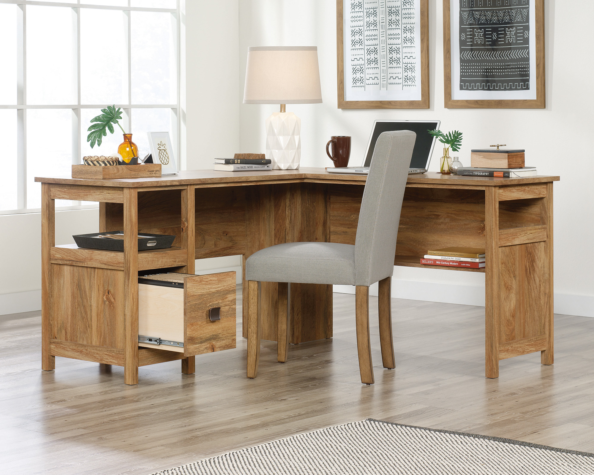 Cannery Bridge L-Shaped Desk Sindoori Mango