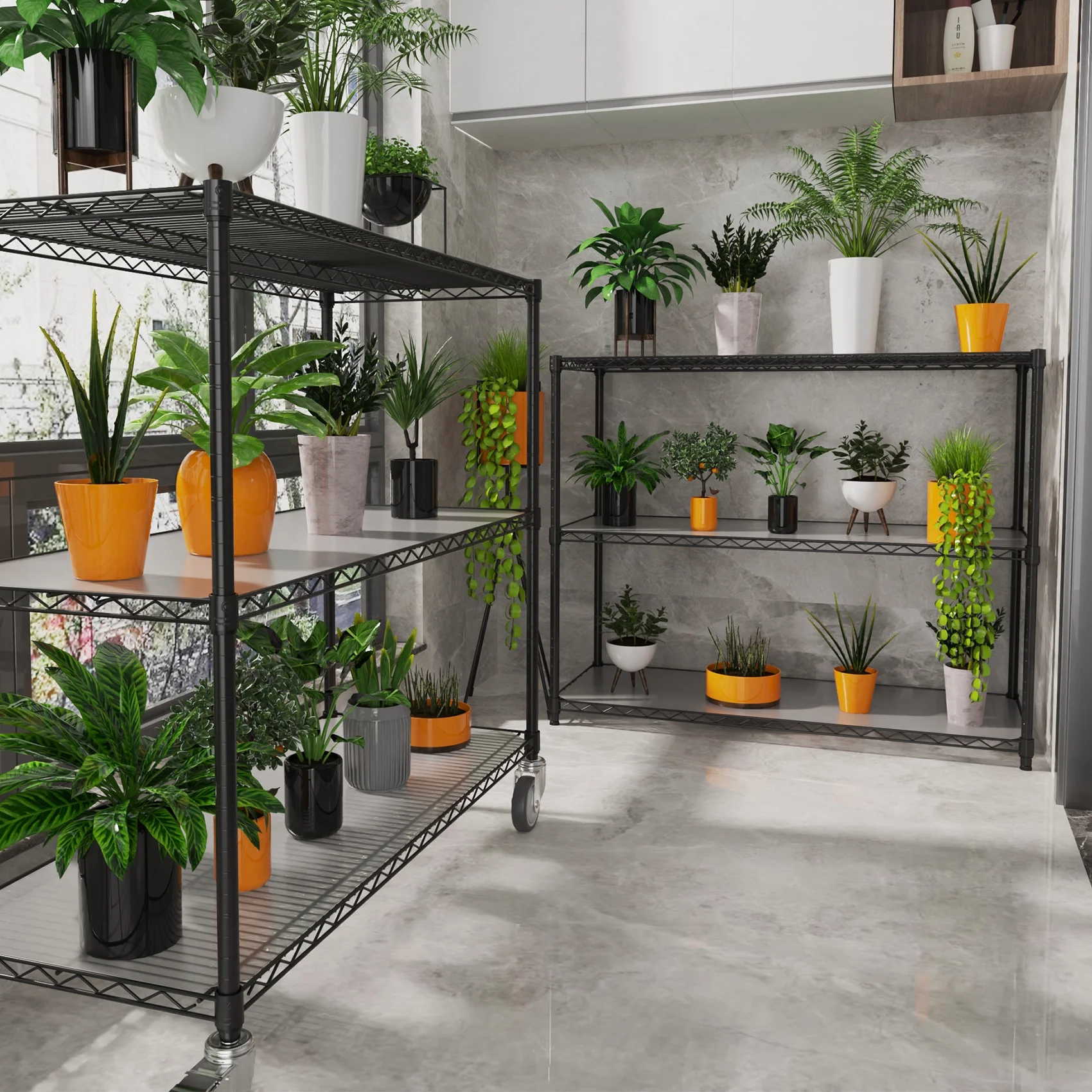 CoSoTower 6 Tier Wire Shelving Unit, 6000 Lbs Nsf Height Adjustable Metal Garage Storage Shelves with Wheels, Heavy Duty Storage Wire Rack Metal Shelves - Black