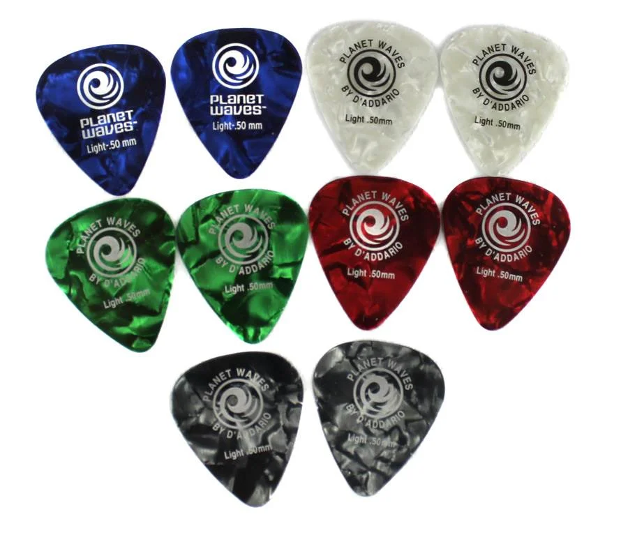 10 Planet Waves 1CAP2-10 50mm Light Gauge Assortment Pearl 5 Color Guitar Picks