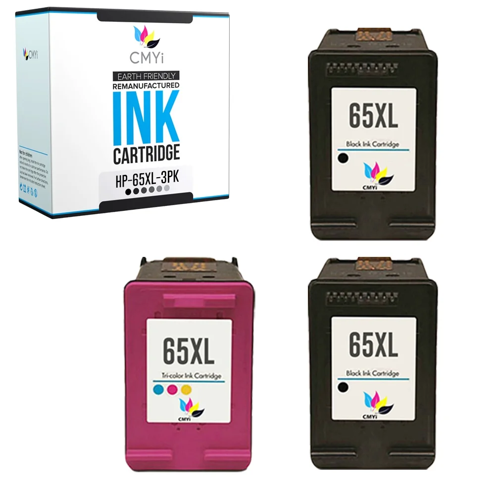 CMYi Ink Cartridge Replacement for HP 65XL - 3-pack (2x Black, 1x Color) - High Yield