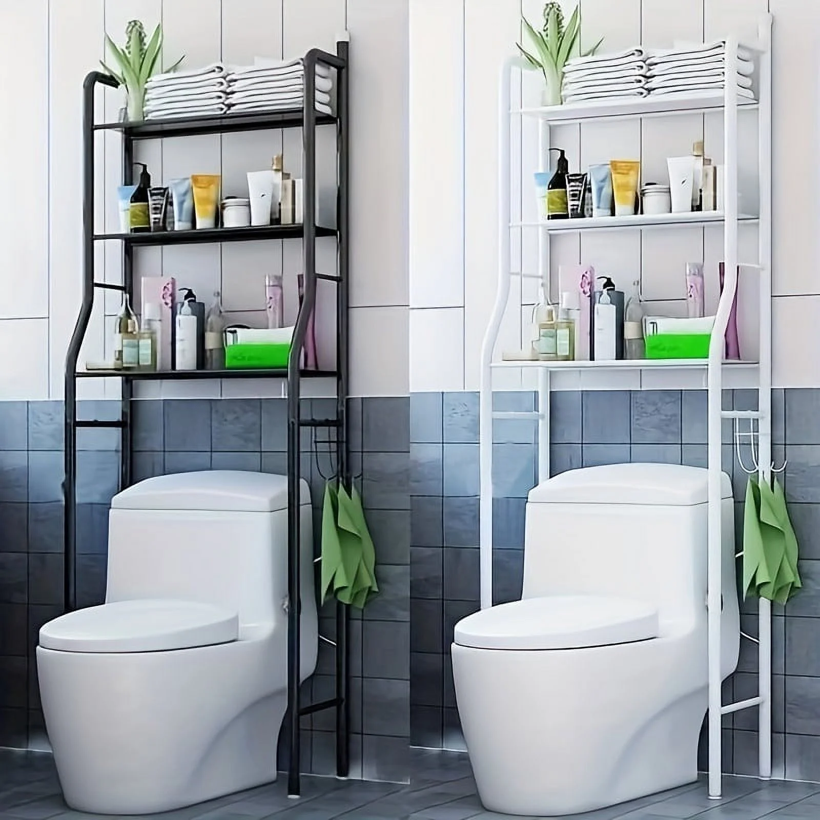 3-Tier Iron Toilet Towel Storage Rack Holder Over Bathroom Shelf Organizer Black