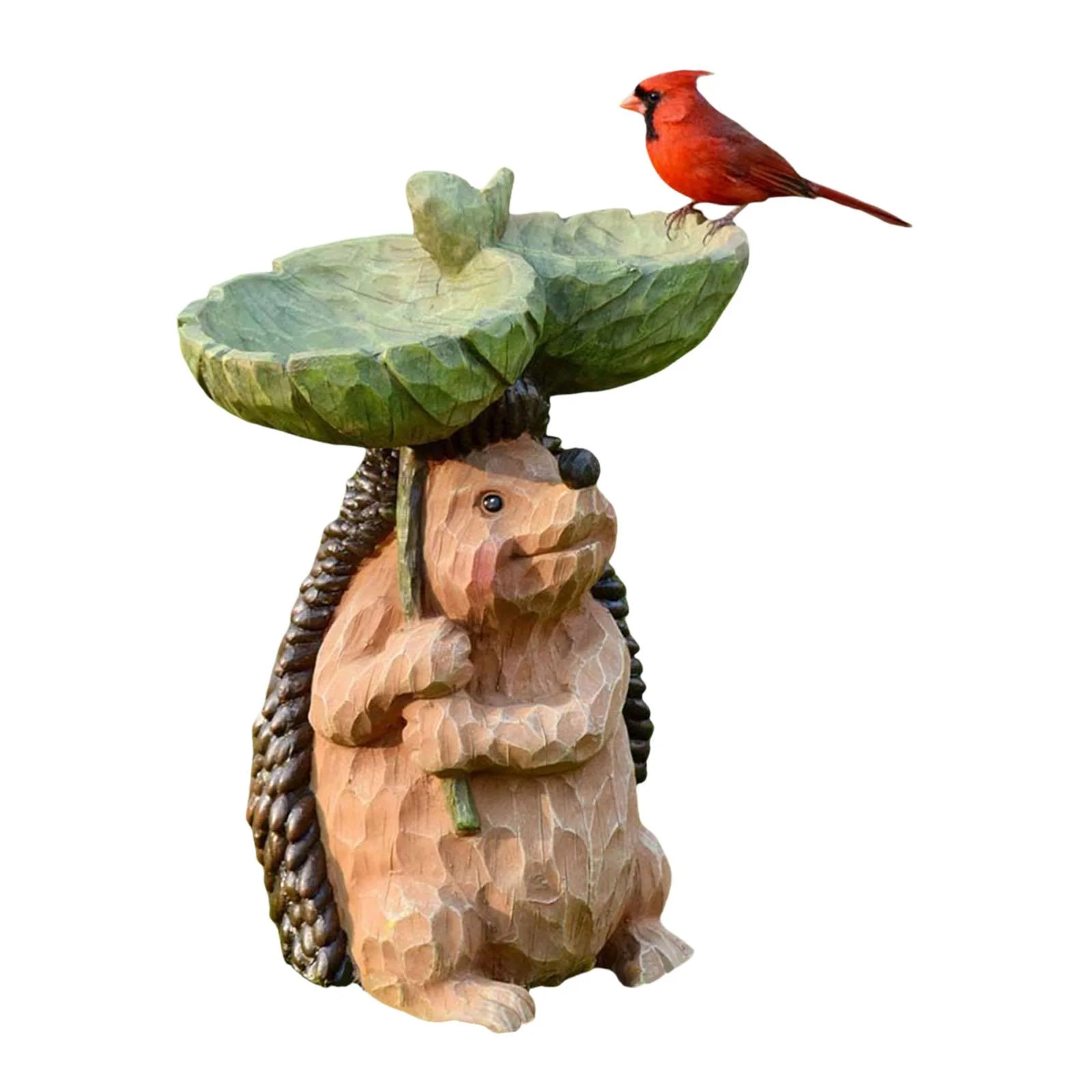oshhnii Garden Bird Bath Bowl Yard Backyard Sculpture Resin Statue Figurine Resin Feeder Hedgehog 15x10x20cm