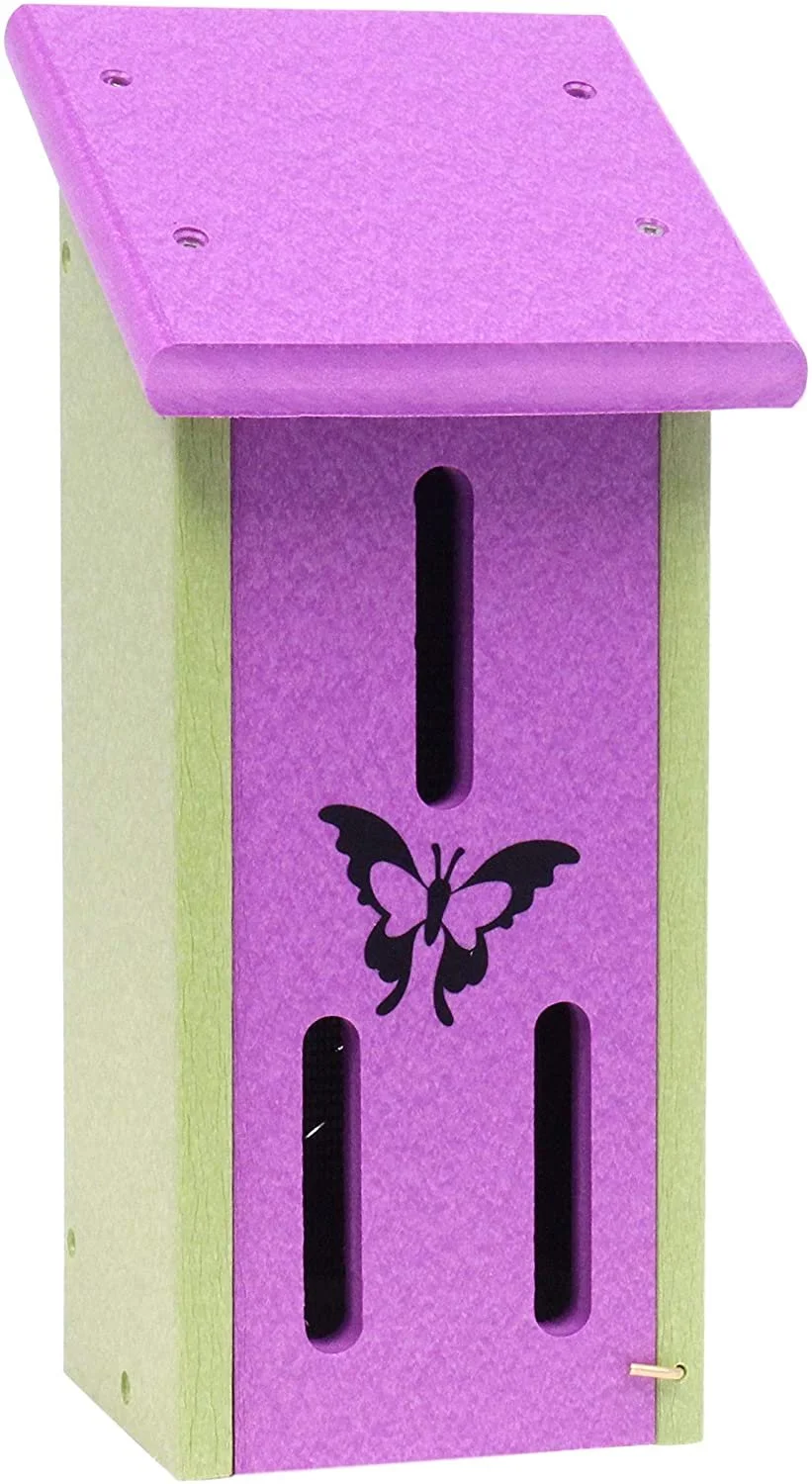 Amish-Made Butterfly House, Eco-Friendly Poly Lumber Purple/Lime Green
