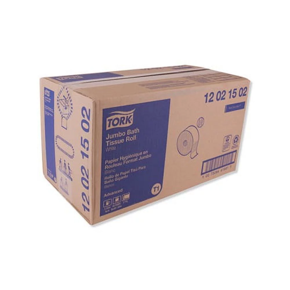 Tork Advanced Jumbo Bath Tissue Paper Septic Safe, 2-Ply, White, 1600 ft/Roll, 6 Rolls/Carton