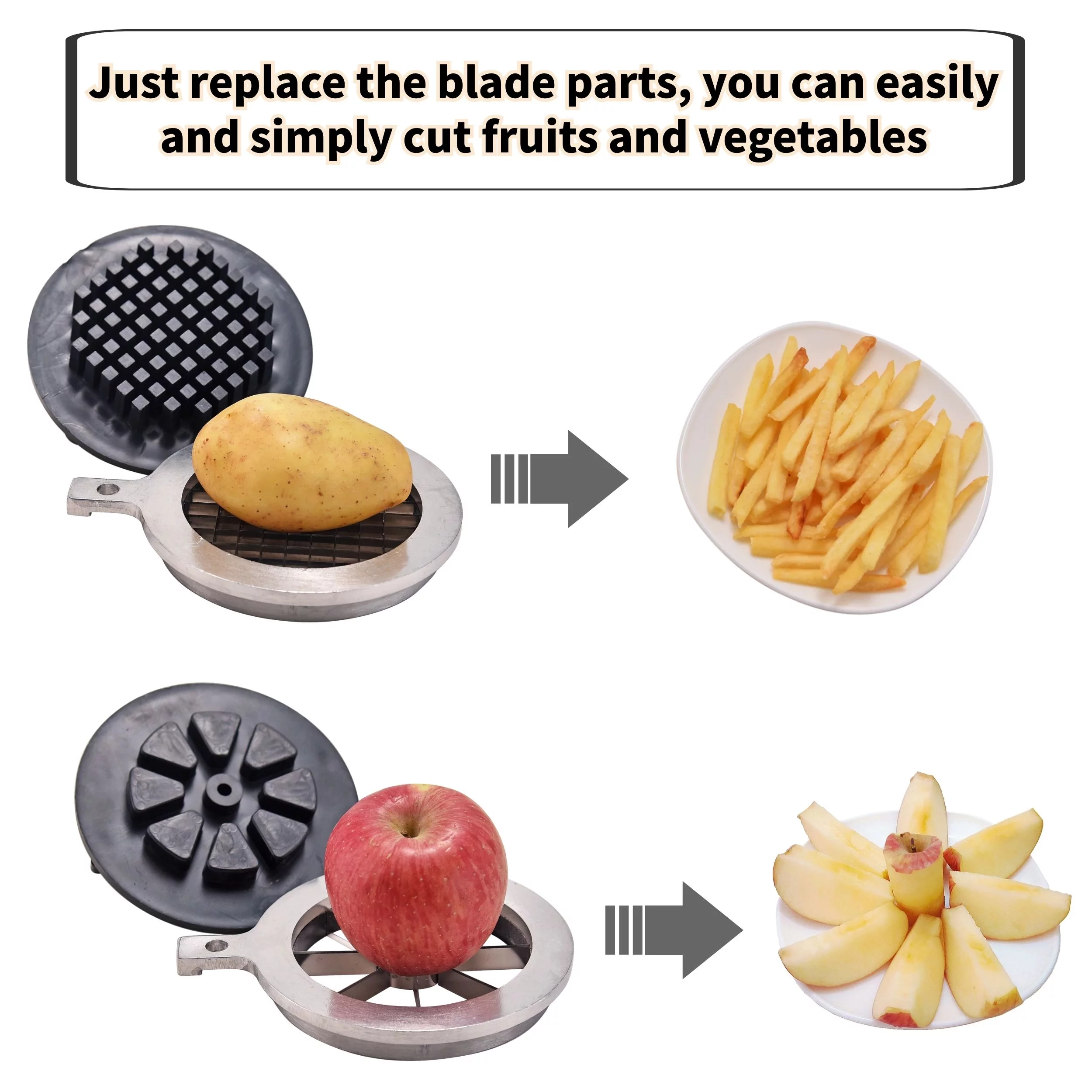 ARC 008B Manual Citrus Juicer Multifunction Juice Squeezer French Fry Cutter (Black)