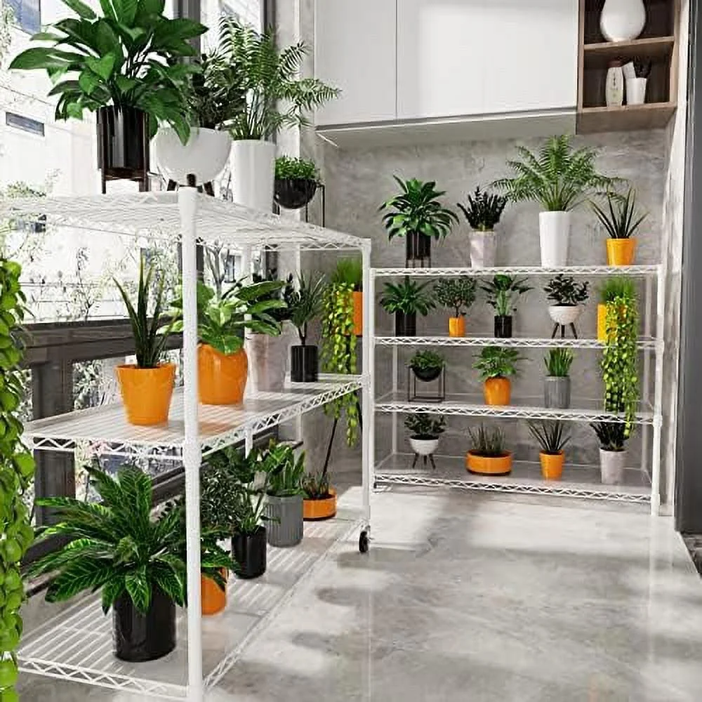 HBROLJF Heavy-Duty Wire Shelving Unit - 7-Tier  2450lbs Capacity  NSF Certified  Adjustable Metal  Rack with Wheels & Liners  82"H x 48"L x 18"D - Ideal for Kitchen  Garag