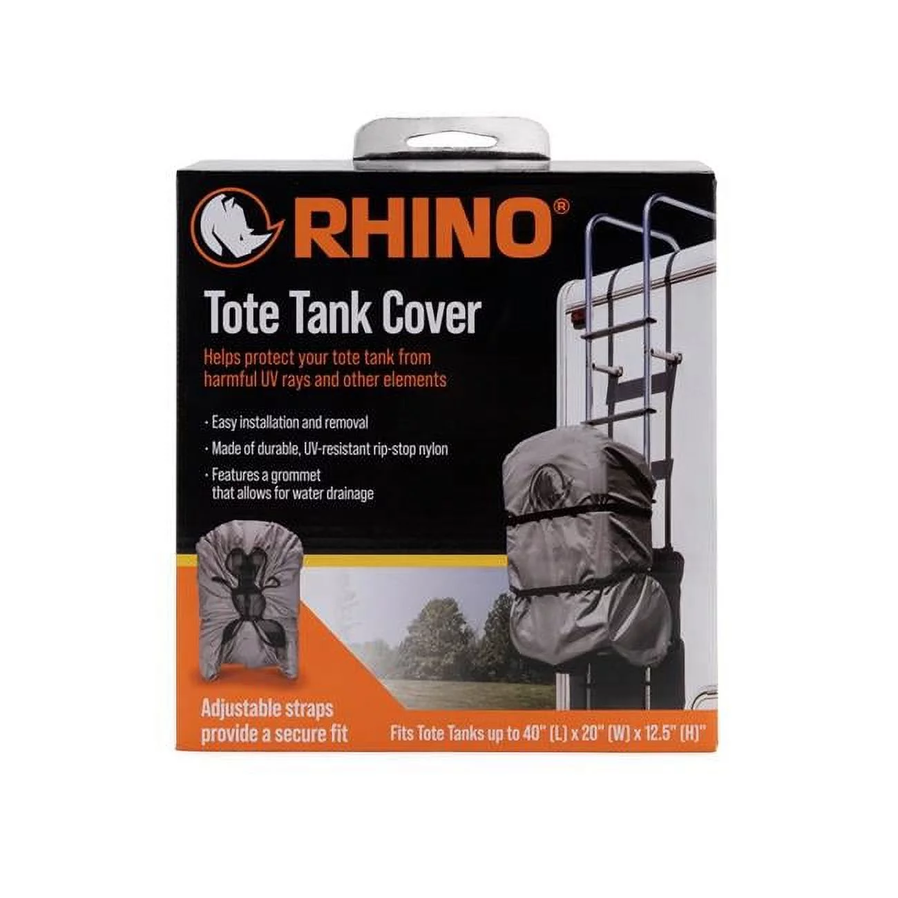 Camco Rhino Camper/RV Tote Tank Cover | Features Heavy-Duty UV-Resistant Rip-Stop Nylon & Compatible with 15 and 21-Gallon Tote Tanks (39018)
