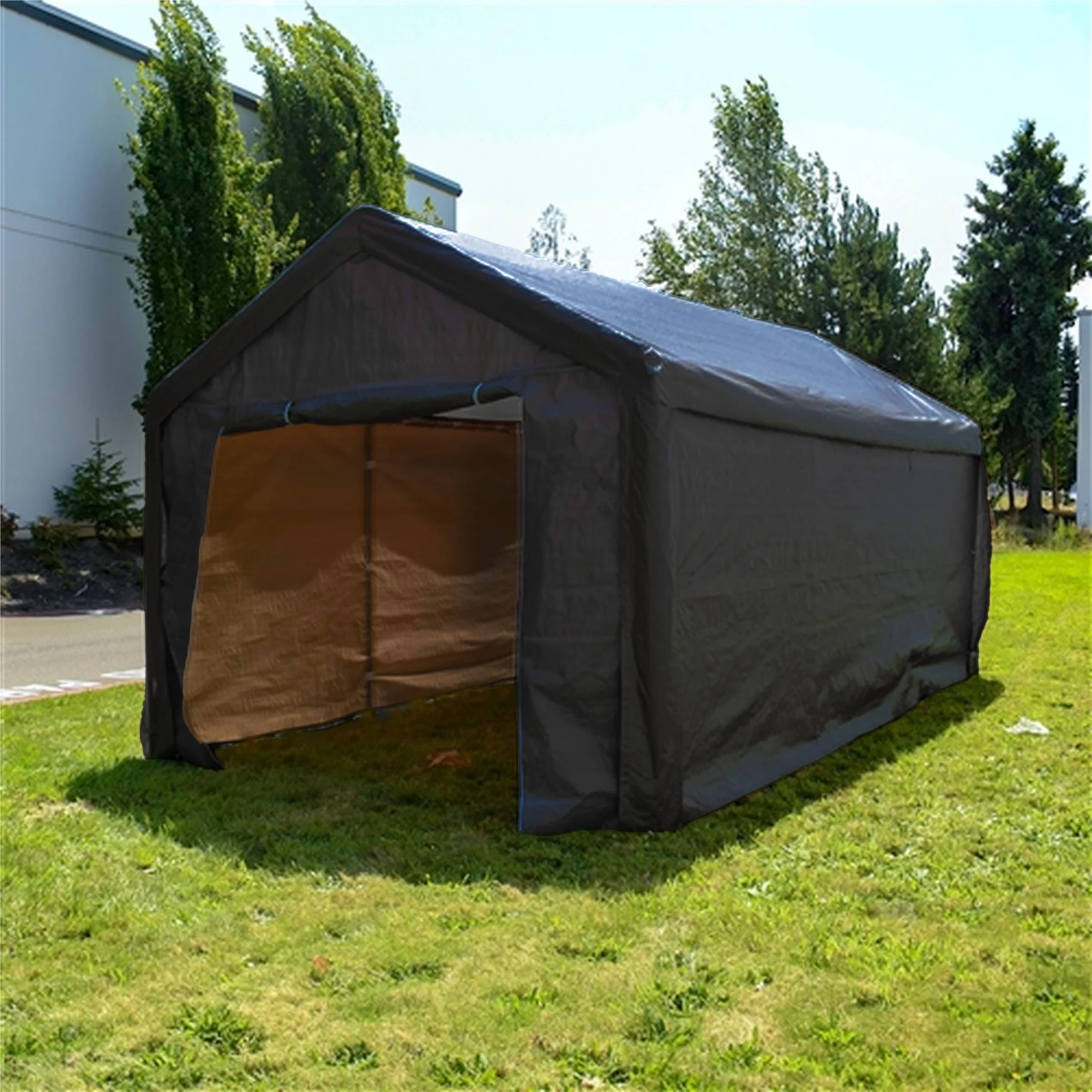 ALEKO SS10x20 Heavy Duty Outdoor Canopy Storage Shelter Shed, 20 x 10 x 9 Feet, Gray