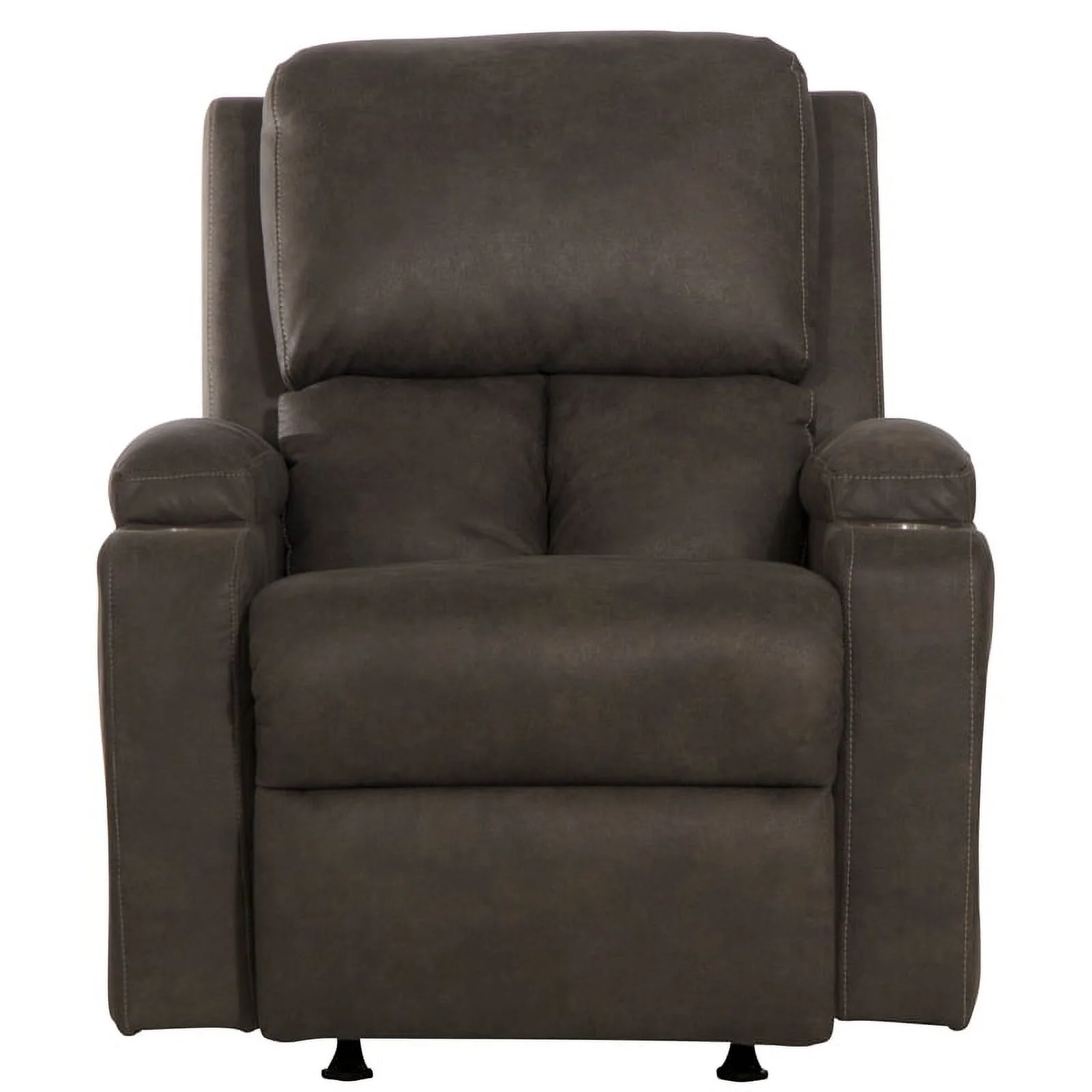 Bowery Hill Rocker Recliner with Two Cupholders in Gray Polyester Fabric