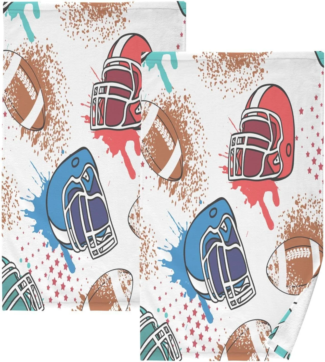 GZHJMY American Football Pattern Hand Towels Set of 2, Highly Absorbent Soft Cotton Face Towels Bathroom Decorative Towel for Beach Gym Spa Shower, 16x28In Washcloths