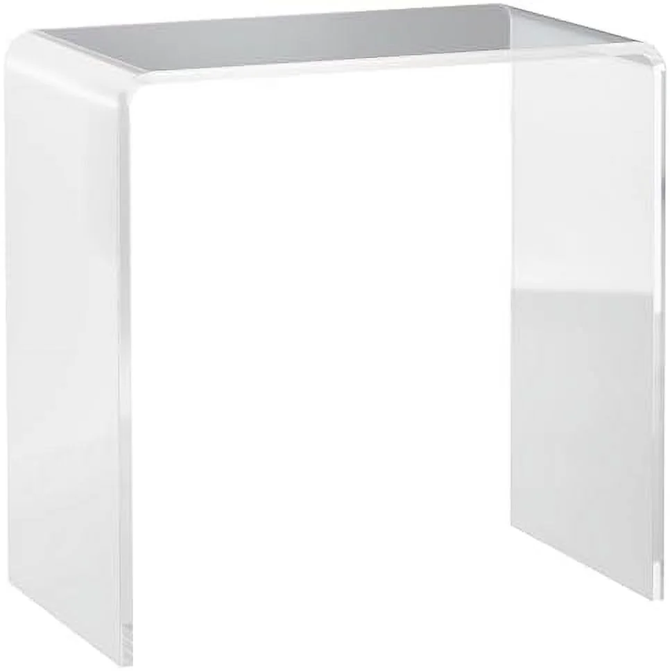 YFbiubiulife 14" Long 2-Tier Rectangle All Acrylic 15mm Thick Waterfall Coffee Table  Clear