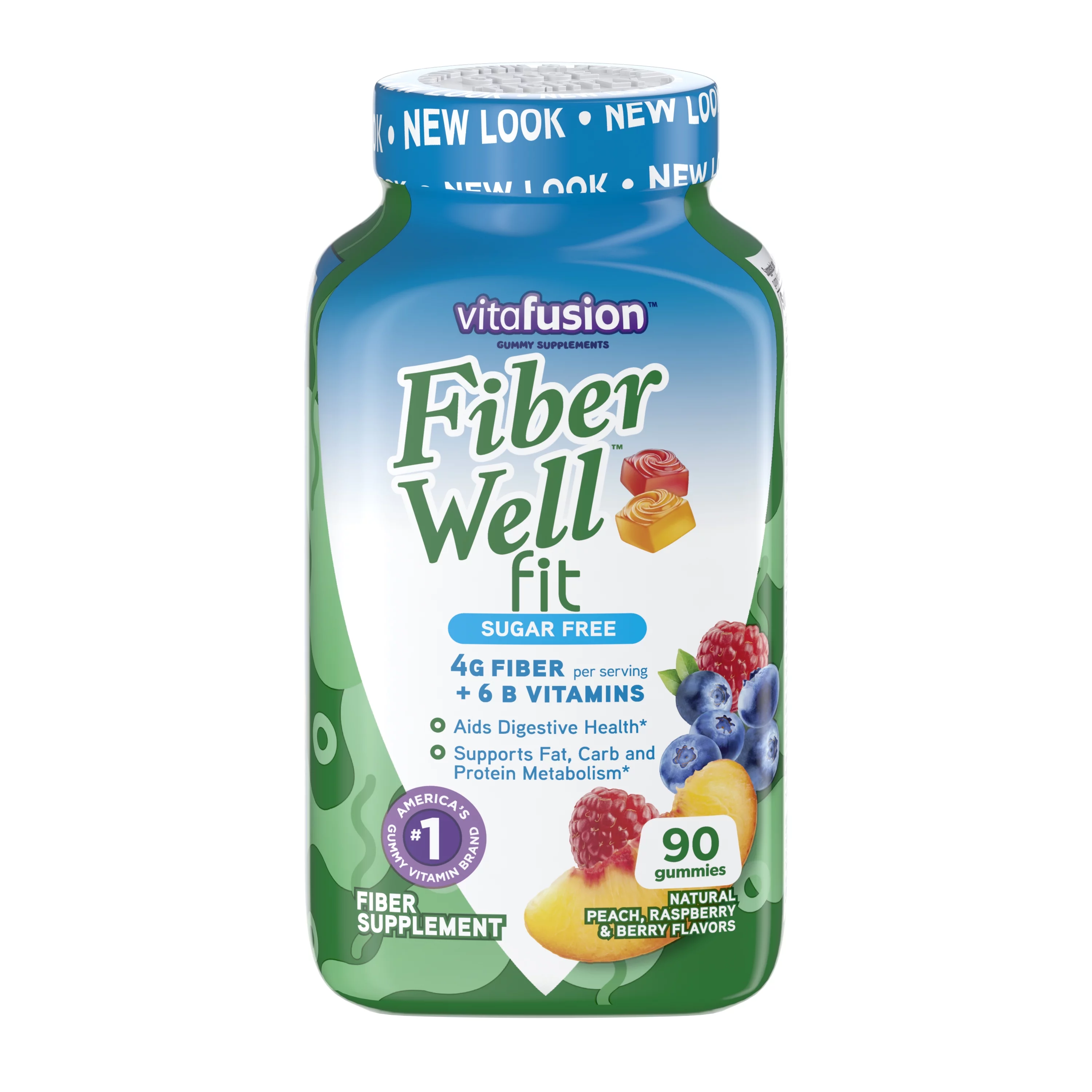 Vitafusion FiberWell Fit Gummies, Peach, Strawberry & Berry, 90 Each (Pack of 3)