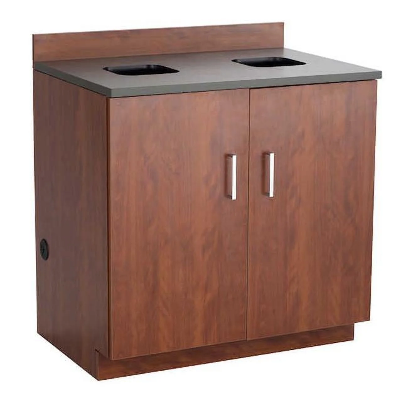 Safco  Hospitality Base Cabinet with Waste Receptacle - Mahogany