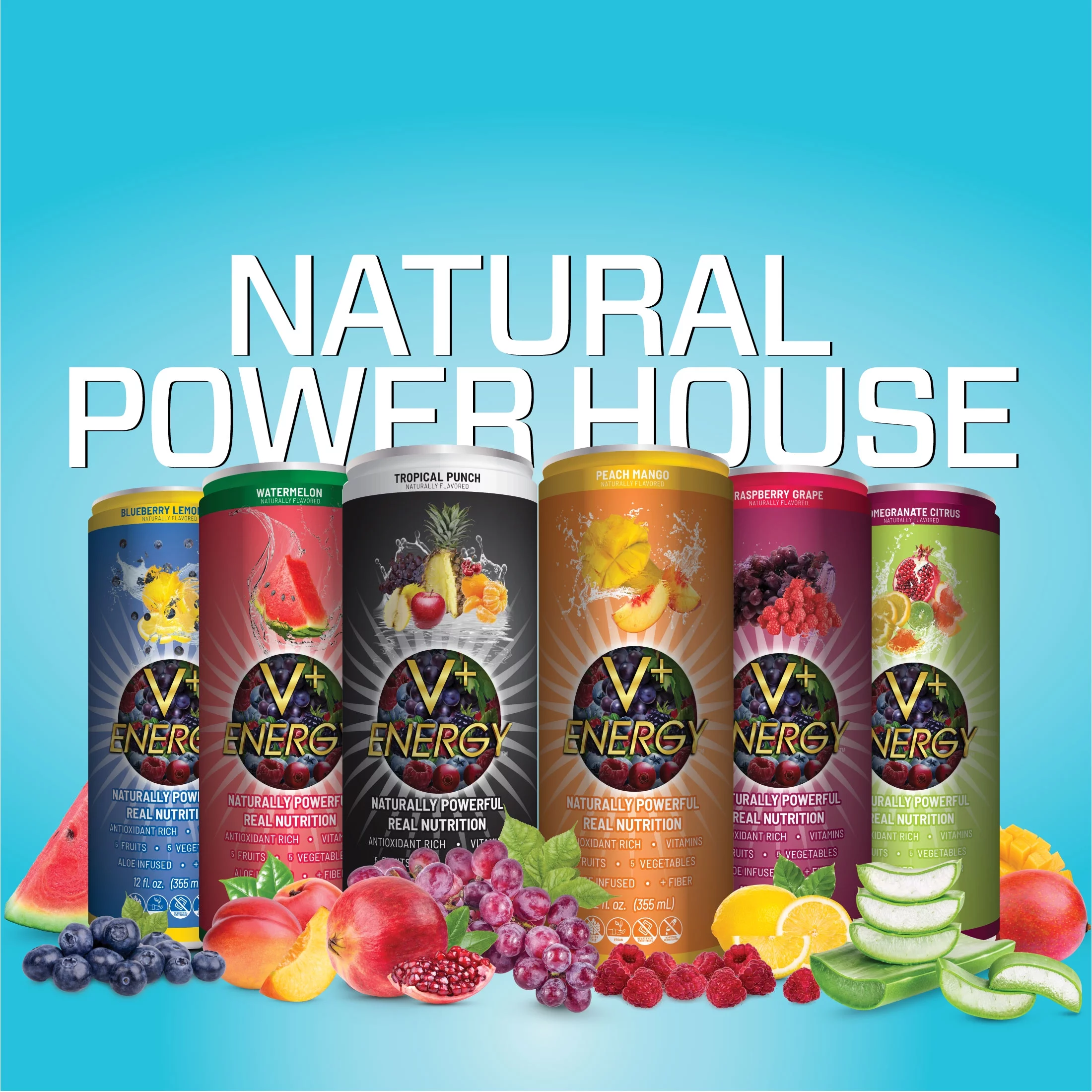VPlus Energy Raspberry Grape Natural Energy Drink, 12 oz 4 pack cans